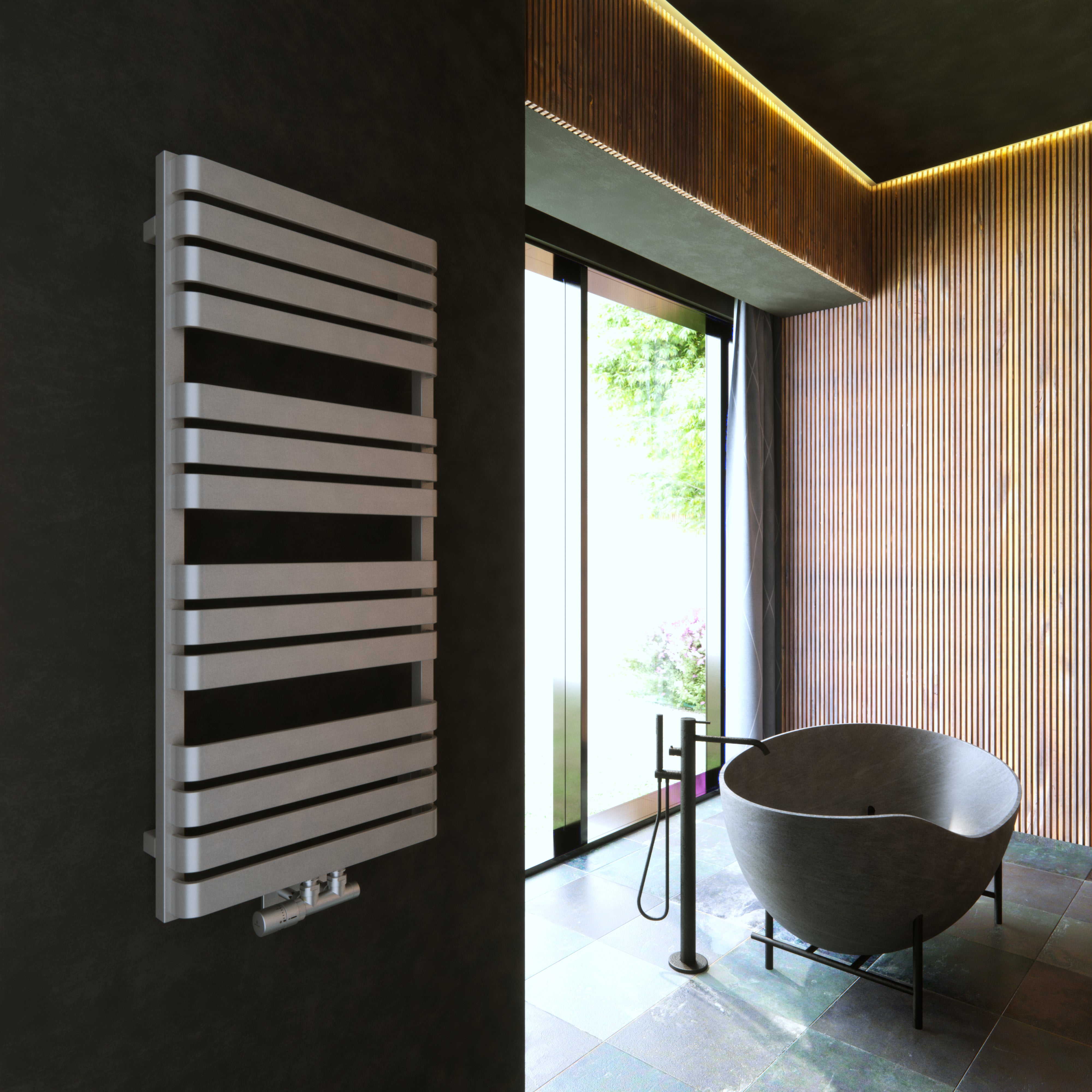 Grzejnik WARP S 85x50 cm Metallic Grey D 585W Roz 5cm 6 Bar TERMA - 2