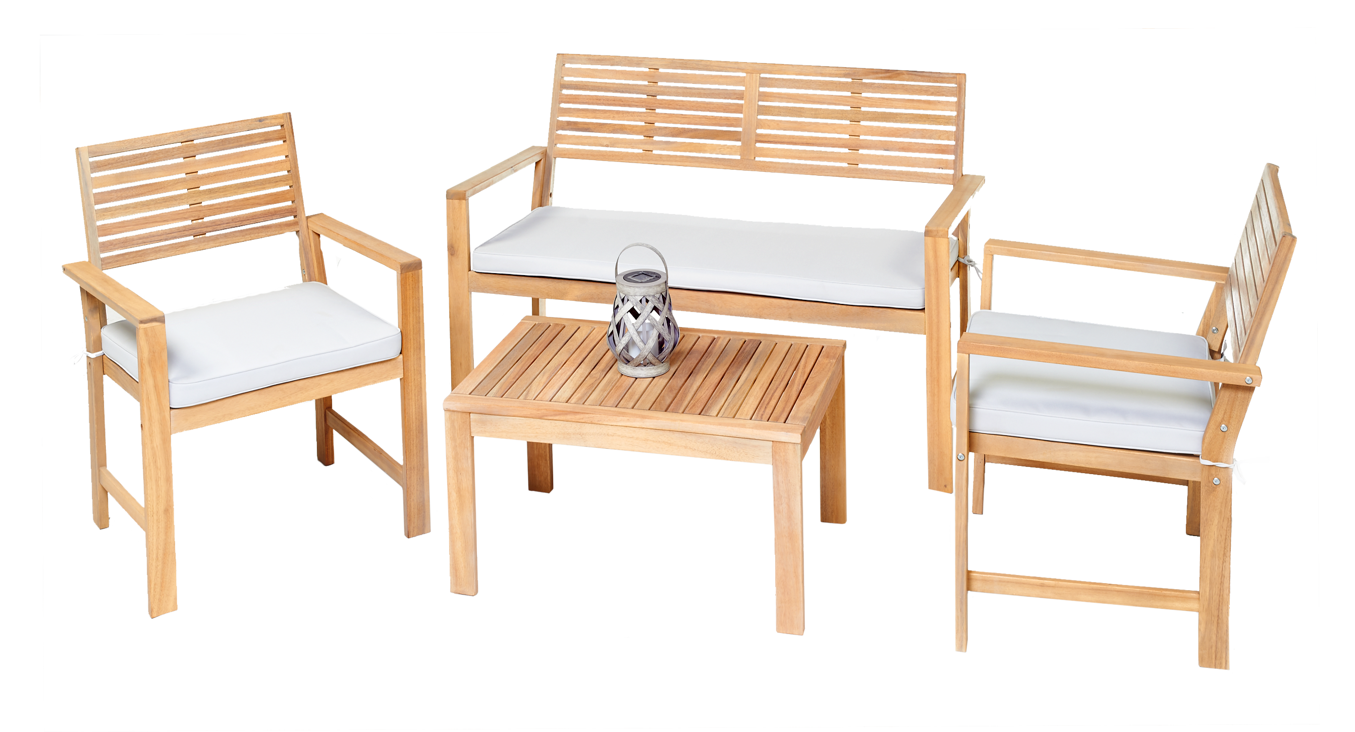 Salotto da giardino Solis NATERIAL in n/a marrone con cuscini in poliestere beige per 4 persone - 2