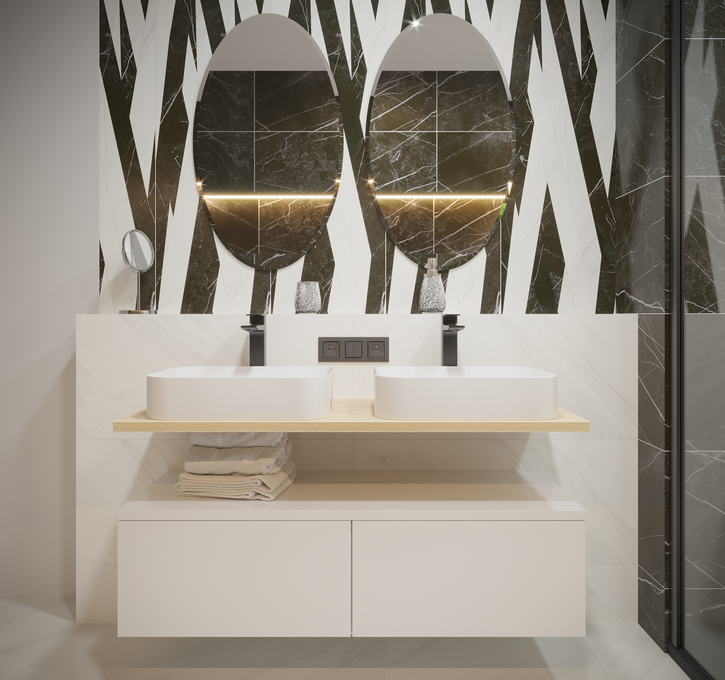 Kabina Walk-in Remix 100x200 transparentna profil czarny Sensea - 16