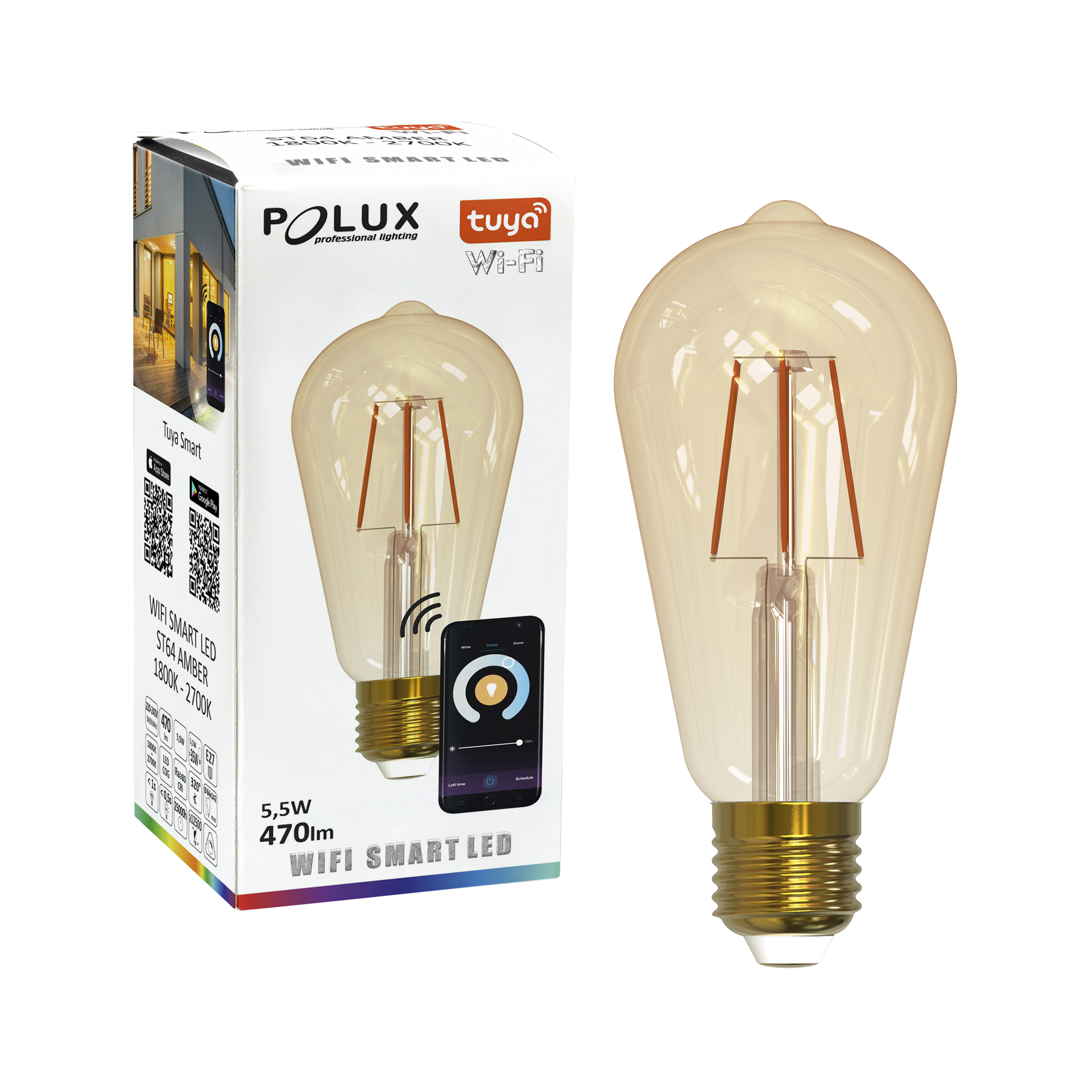 Żarówka LED E27 TUYA (230 V) 5,5 W 470 lm WiFI POLUX - 4