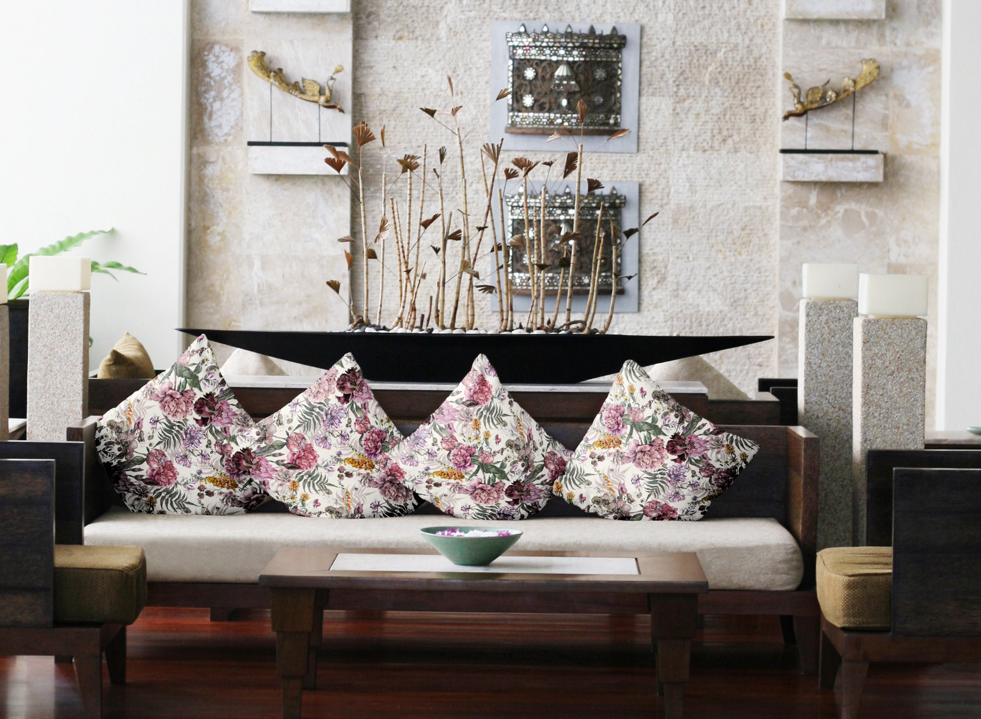 Poduszka w kwiaty Vavega różowa 45 x 45 cm - 3