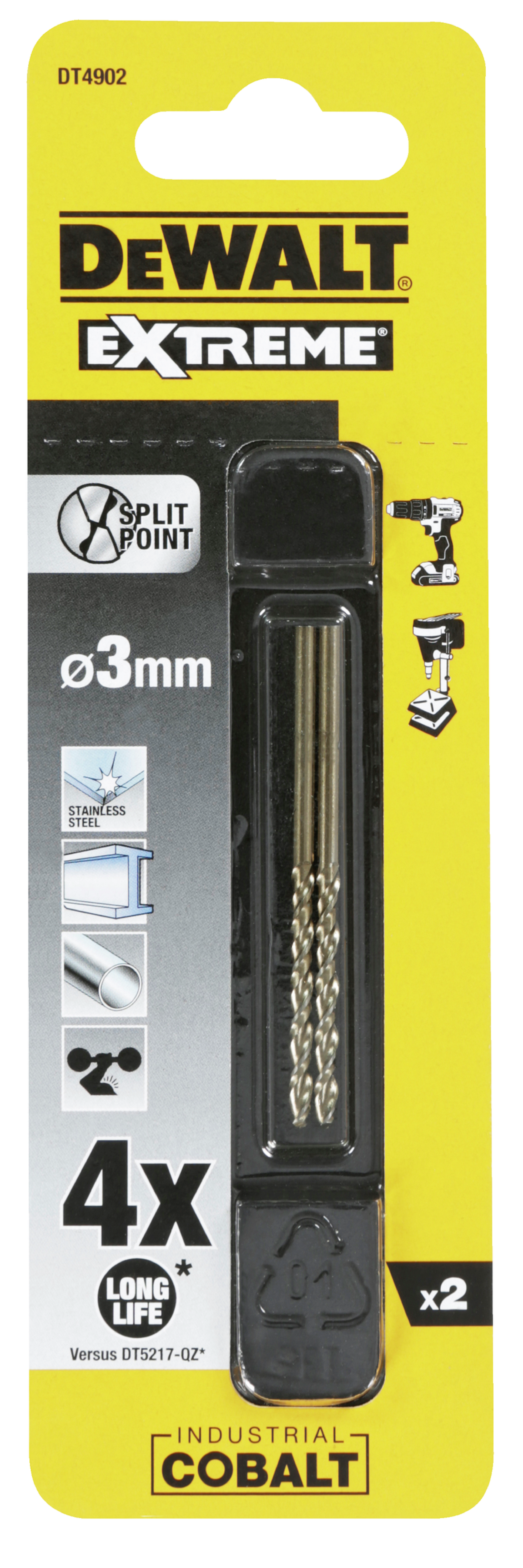 Punta per metallo codolo triangolare DEWALT L 61 mm Ø 3 mm, 2 pezzi - 6