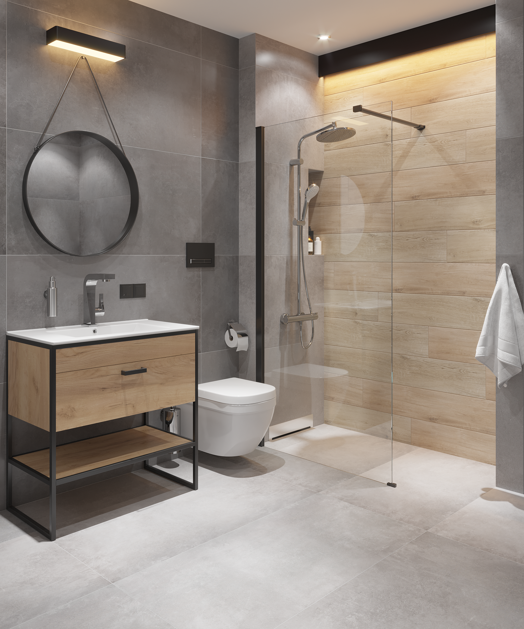 Kabina Walk-in Remix 100x200 transparentna profil czarny Sensea - 11