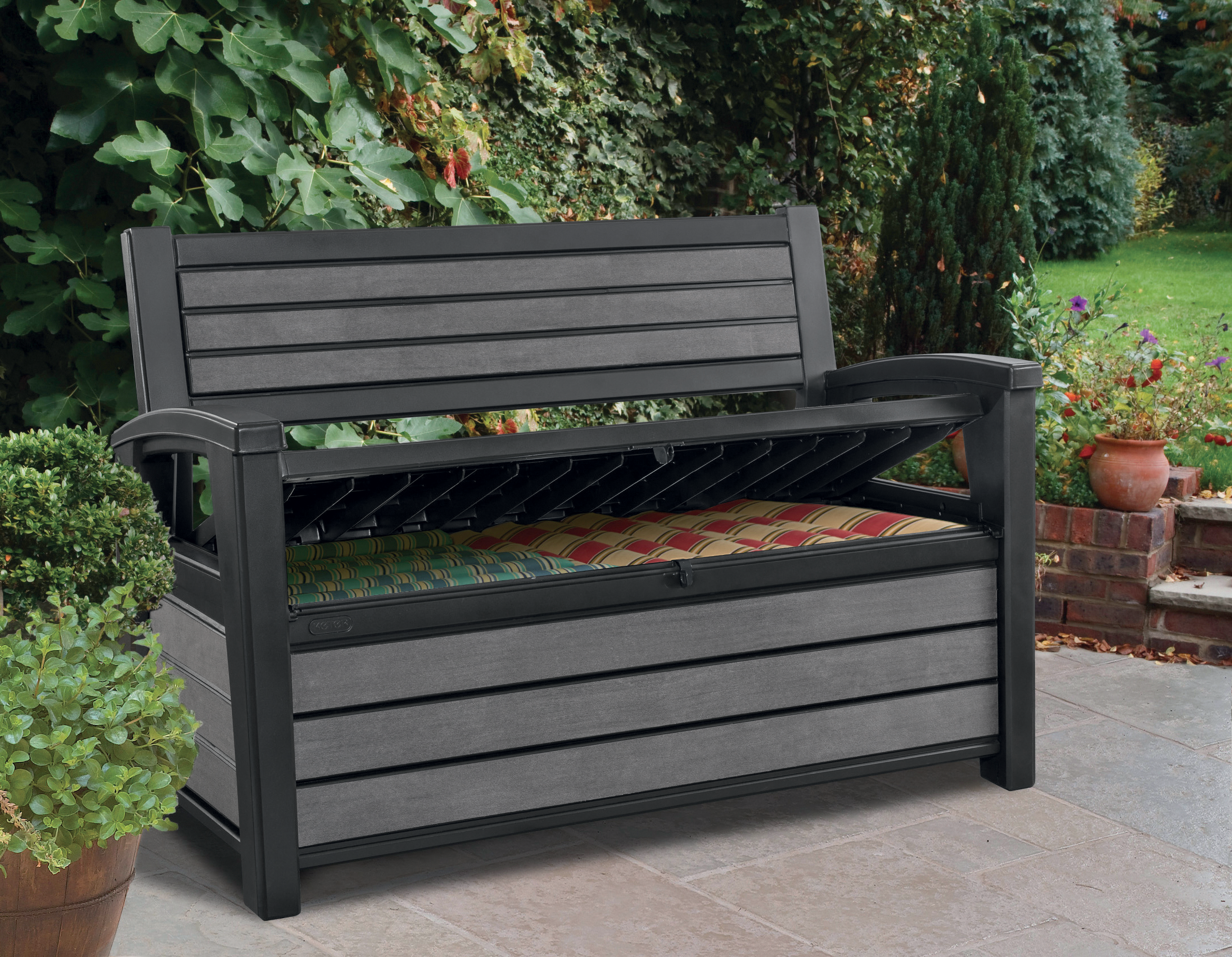 Baule panchina KETER STORAGE BENCH in polipropilene antracite L 139 x H 89 x P 63.8 cm - 3