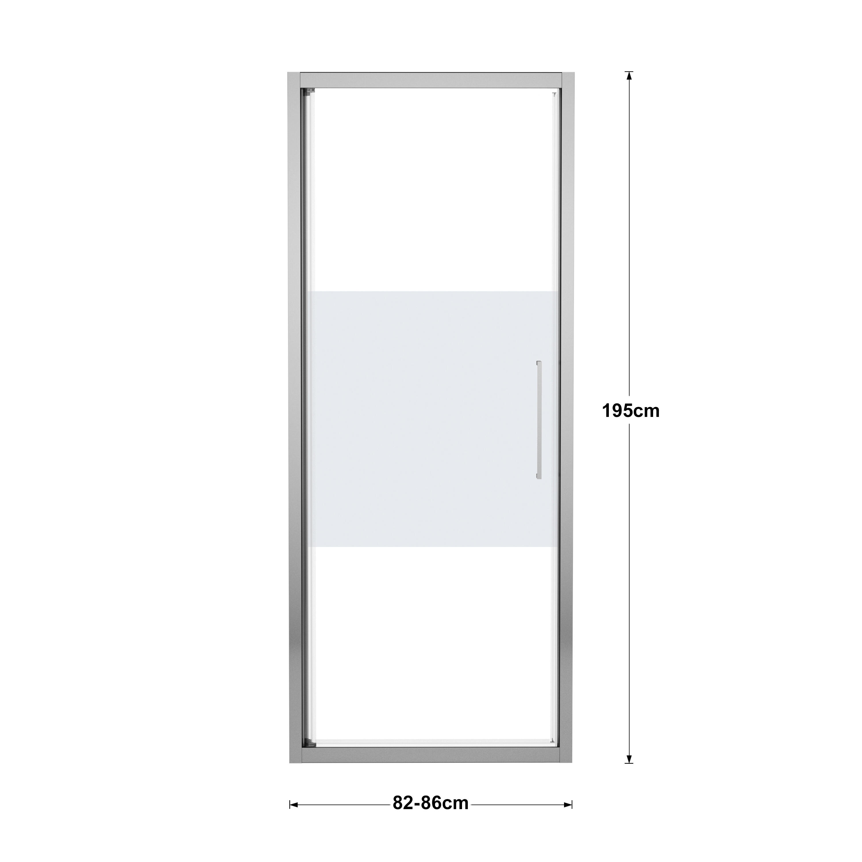 Porta doccia saloon L 82-86 cm x H 195 cm per nicchia in vetro smerigliato SP. 6 mm, profilo lucido cromo, serie Record - 3