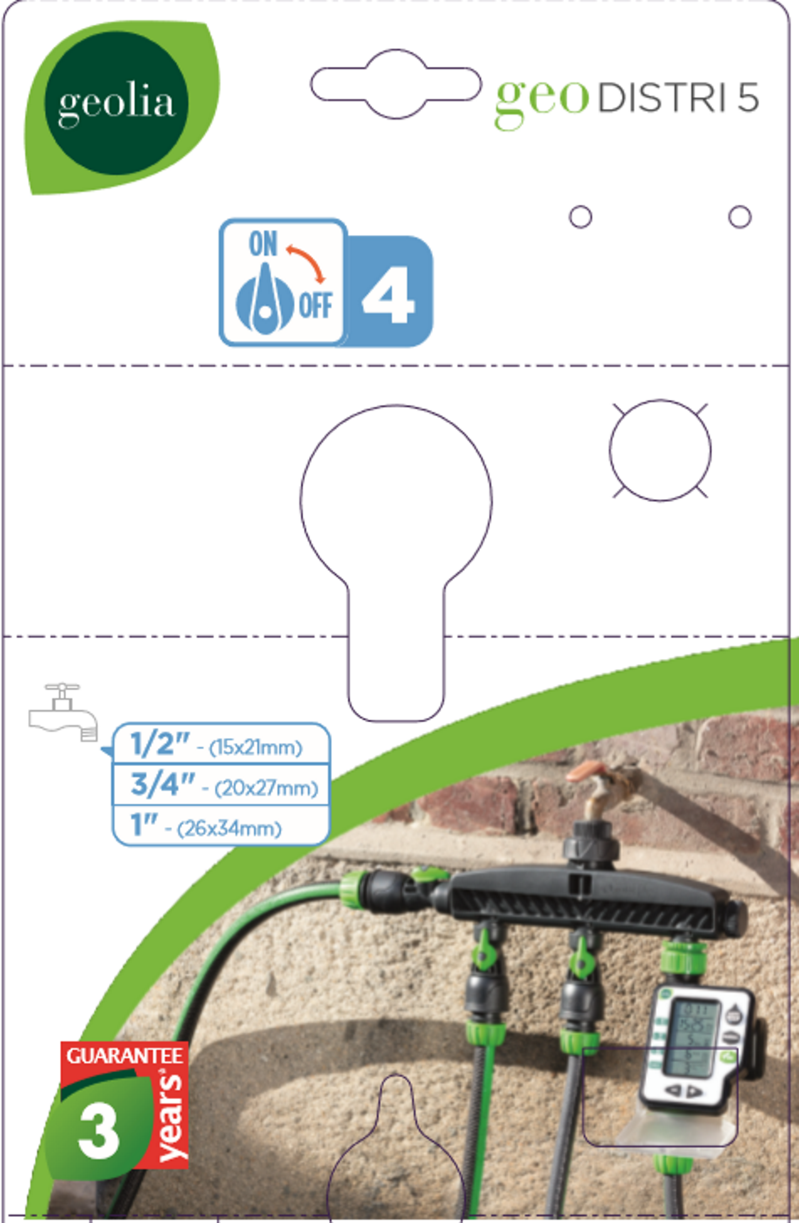 Distribuidor 4 vías GEOLIA con cierres independientes hembra 1/2