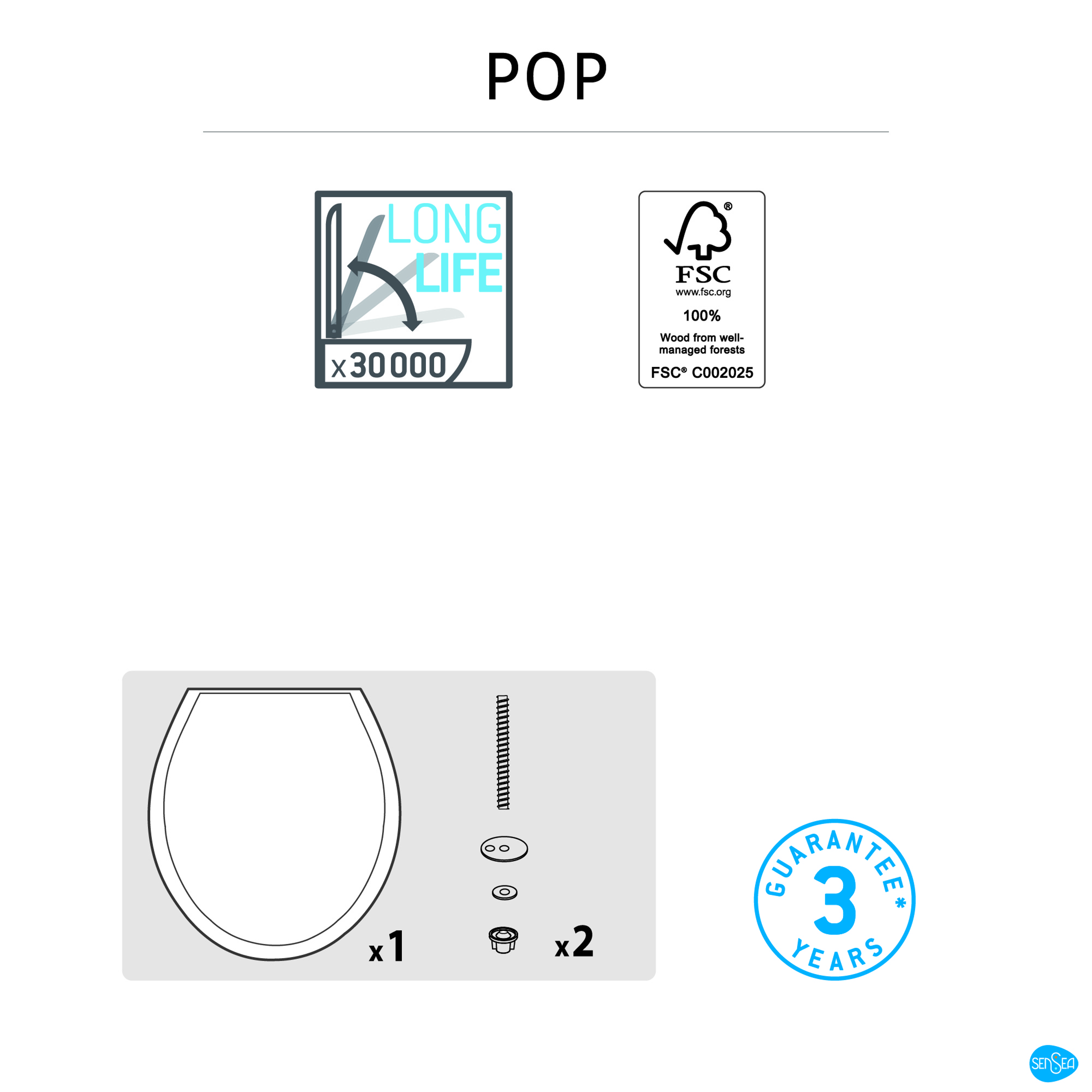 Deska sedesowa POP Biała Mat Oval Sensea - 7