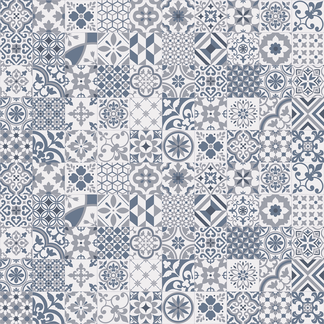 Wykładzina PCV Feelings Algrave niebieska mozaika 3 m