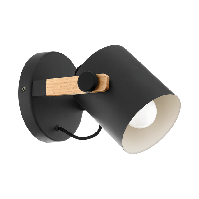 Aplique Hornwood 1 luz E27 negro y madera