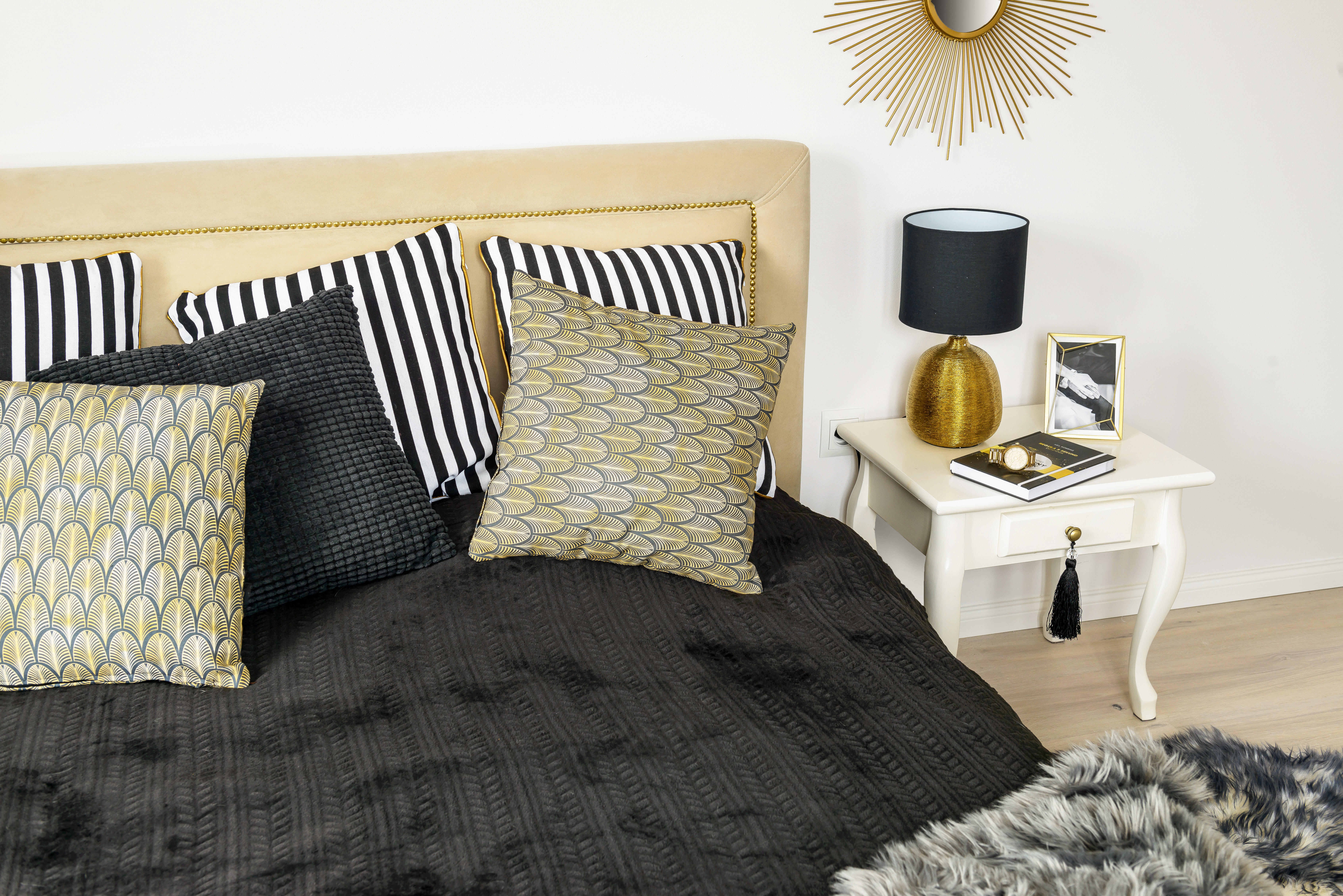 Specchio SUN tondo in metallo dorato Ø 55 cm INSPIRE - 14