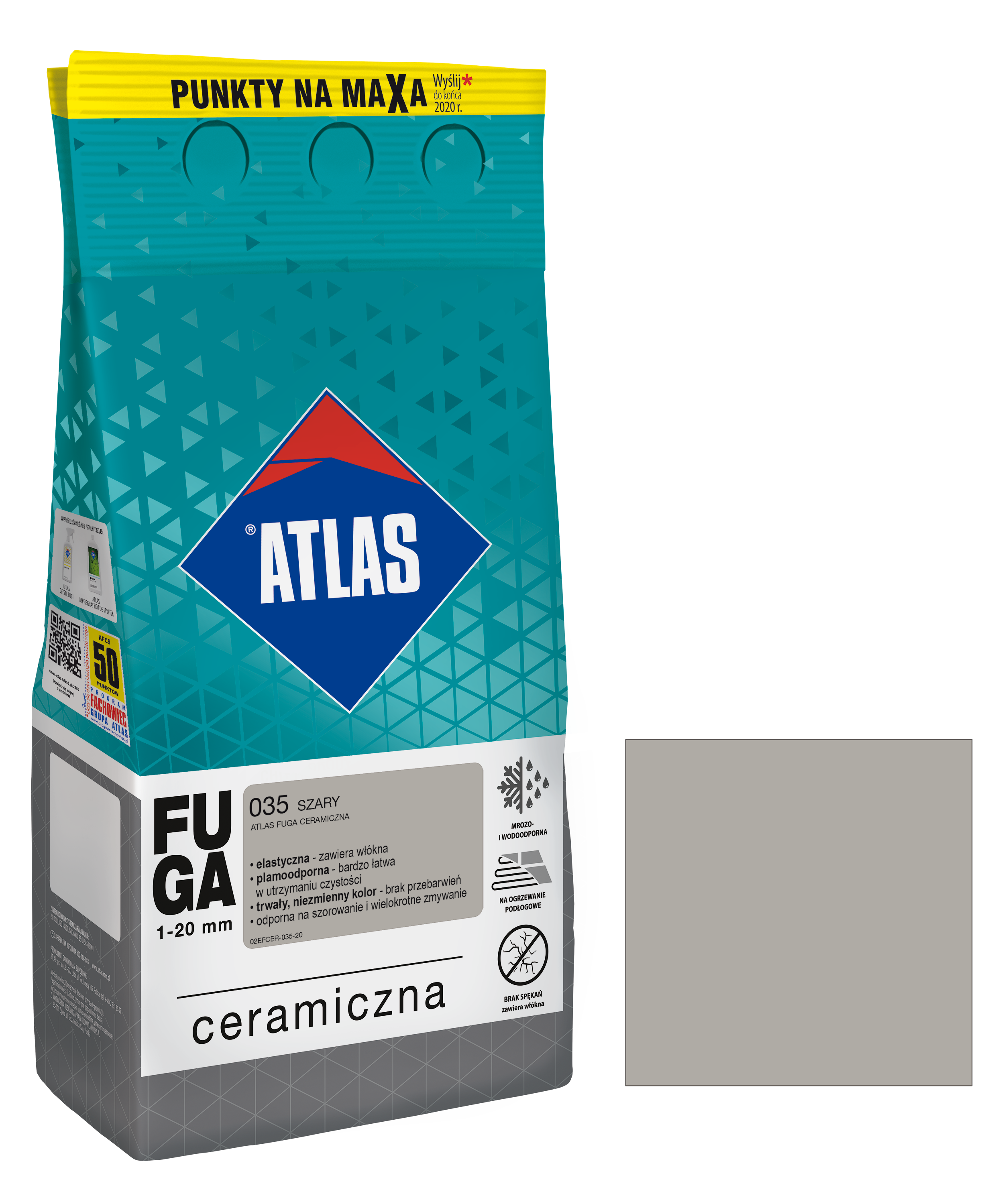 Fuga ceramiczna 035 szary 5 kg Atlas
