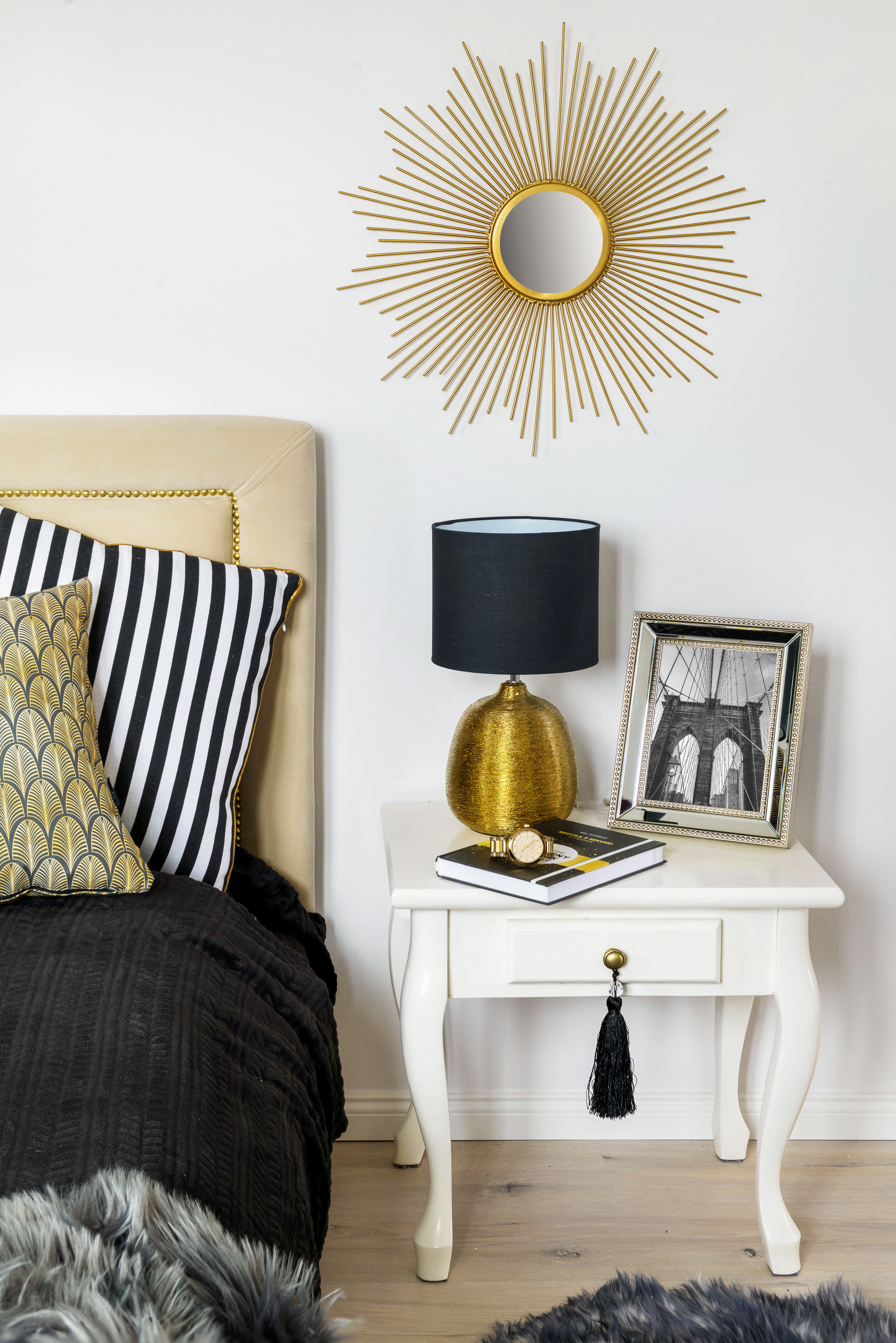 Lustro dekoracyjne Sun złote śr. 55 cm Inspire - 12