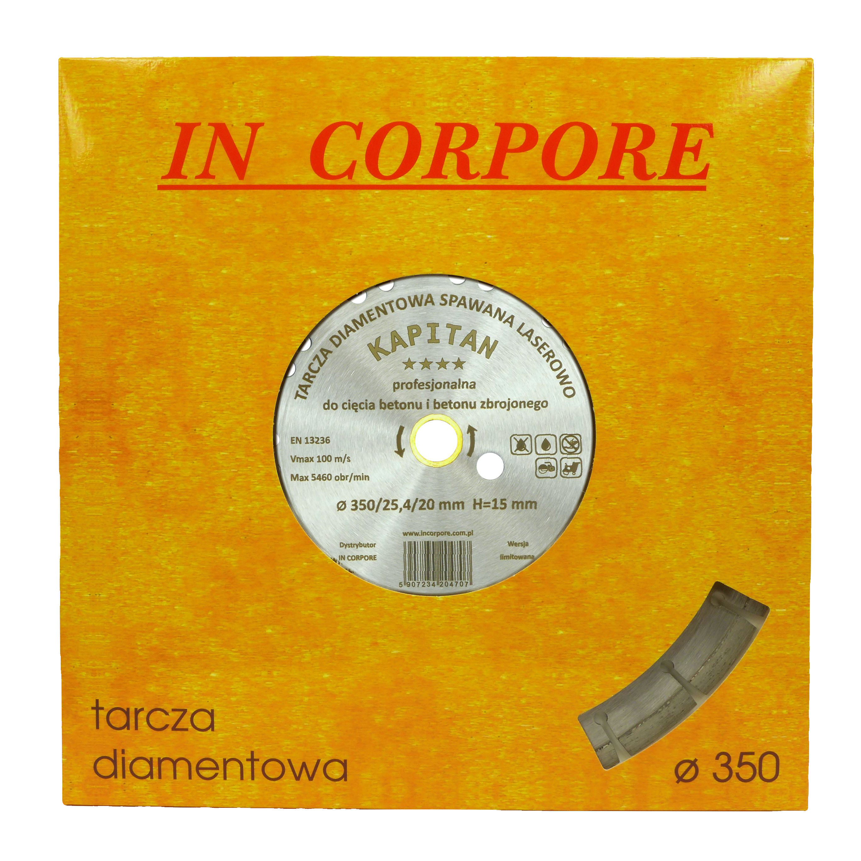Tarcza diamentowa KAPITAN 350X25,4/20 mm IN CORPORE do betonu zbrojonego - 2