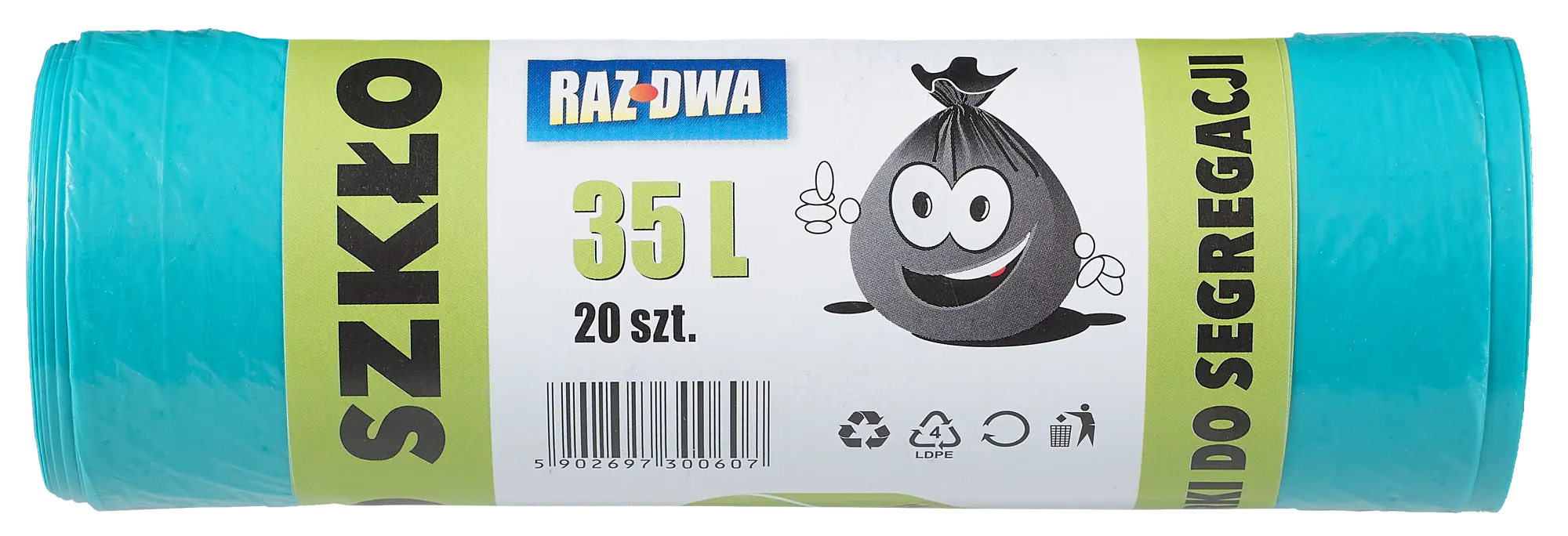 Worki na śmieci SZKŁO 35 l 20 szt. zielone MALWO
