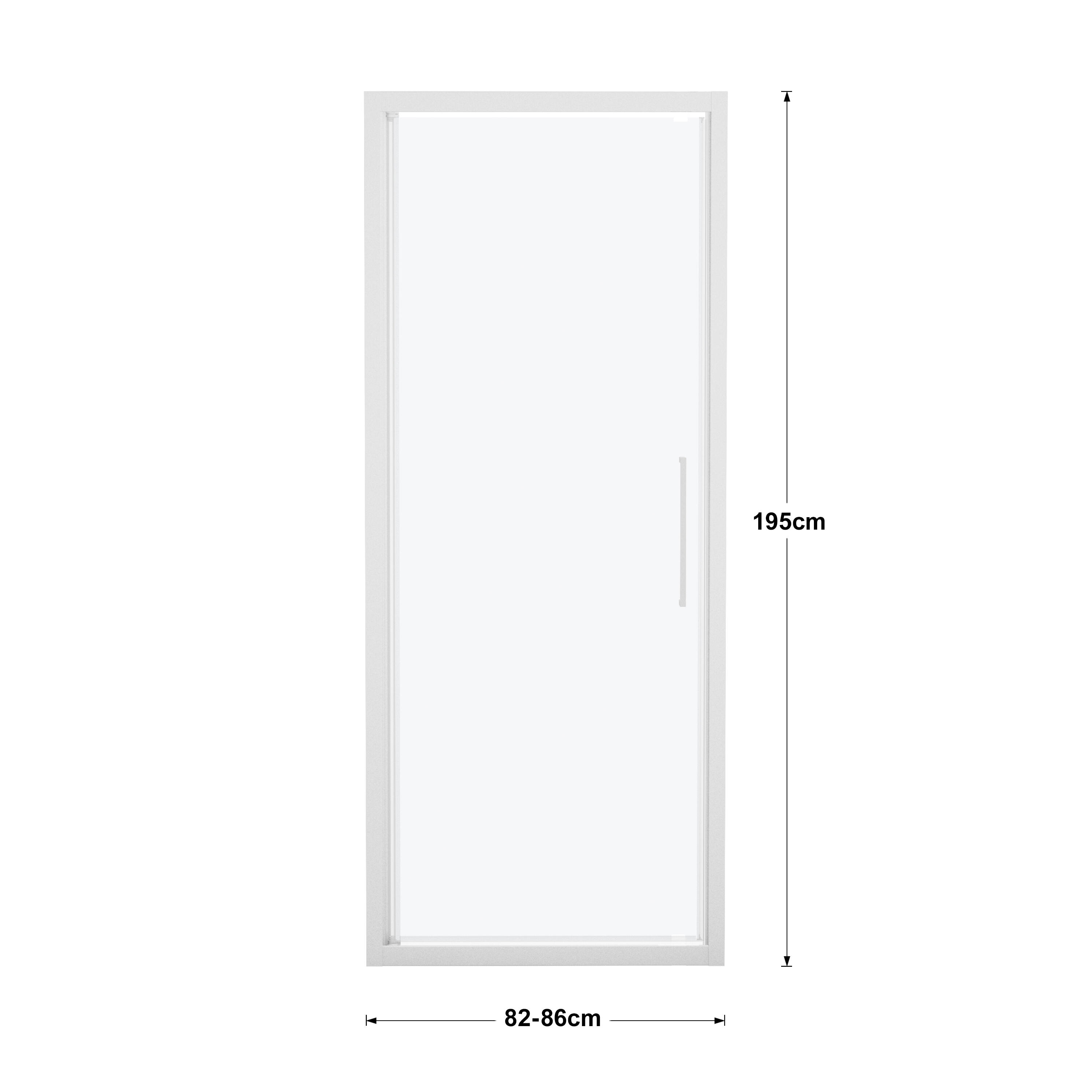 Porta doccia battente L 82-86 cm x H 195 cm per nicchia in vetro smerigliato SP. 6 mm, profilo opaco bianco, serie Record - 4