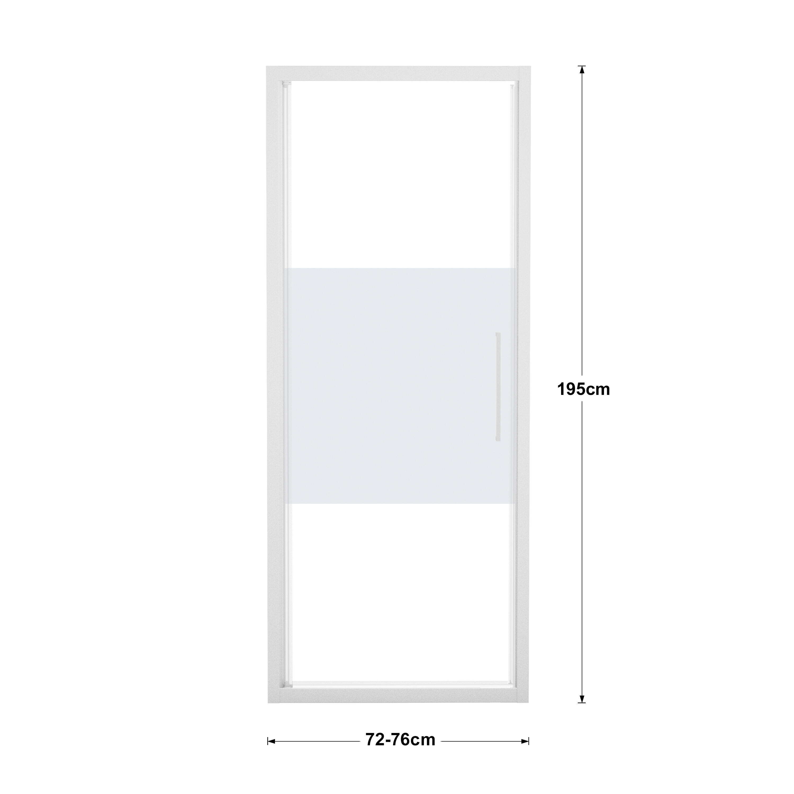 Porta doccia saloon L 72-76 cm x H 195 cm per nicchia in vetro smerigliato SP. 6 mm, profilo opaco bianco, serie Record - 4