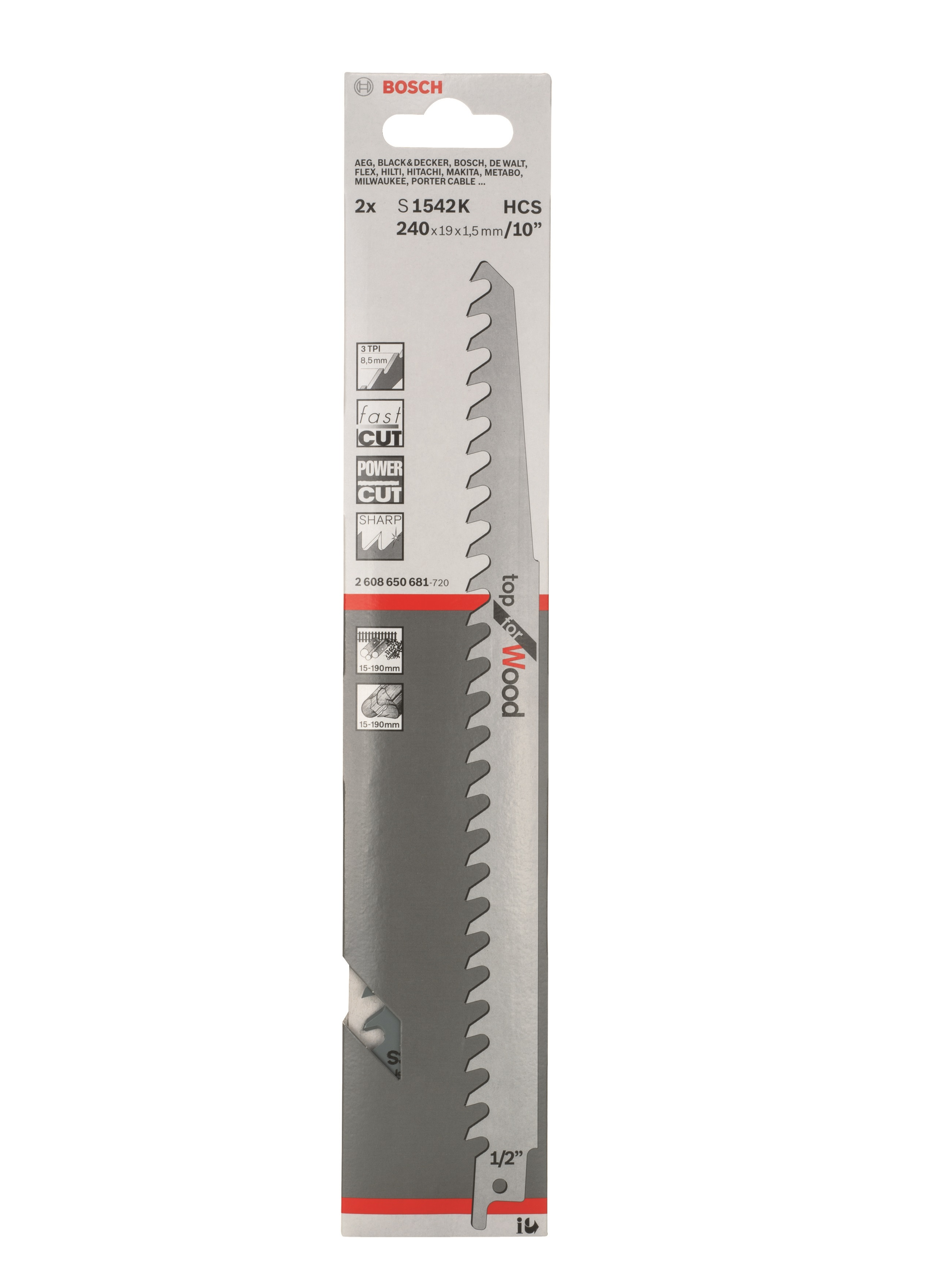 Brzeszczot do piły szablastej 240 mm DREWNO 2 szt. BOSCH - 2