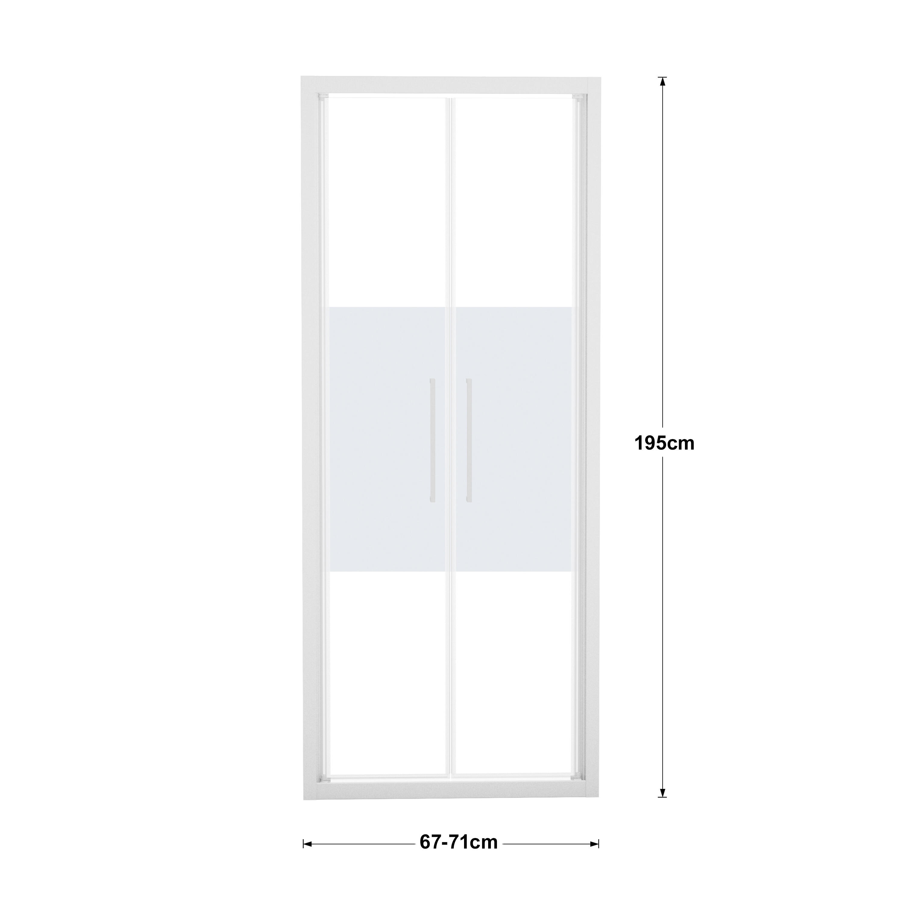 Porta doccia saloon L 67-71 cm x H 195 cm per nicchia in vetro smerigliato SP. 6 mm, profilo opaco bianco, serie Record - 4