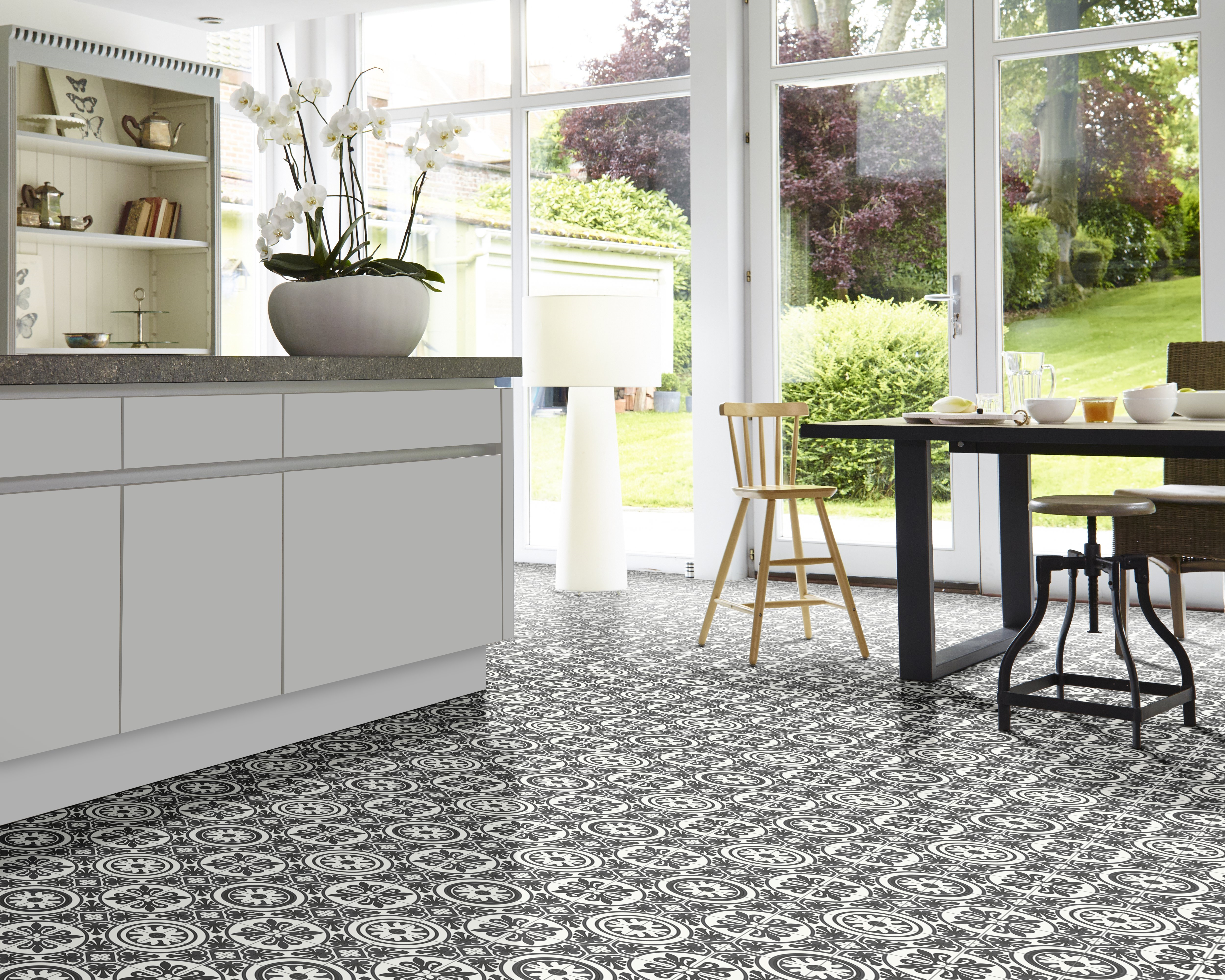 Wykładzina PCV Plaza Lagos Boho Chic szara mozaika 3 m - 2