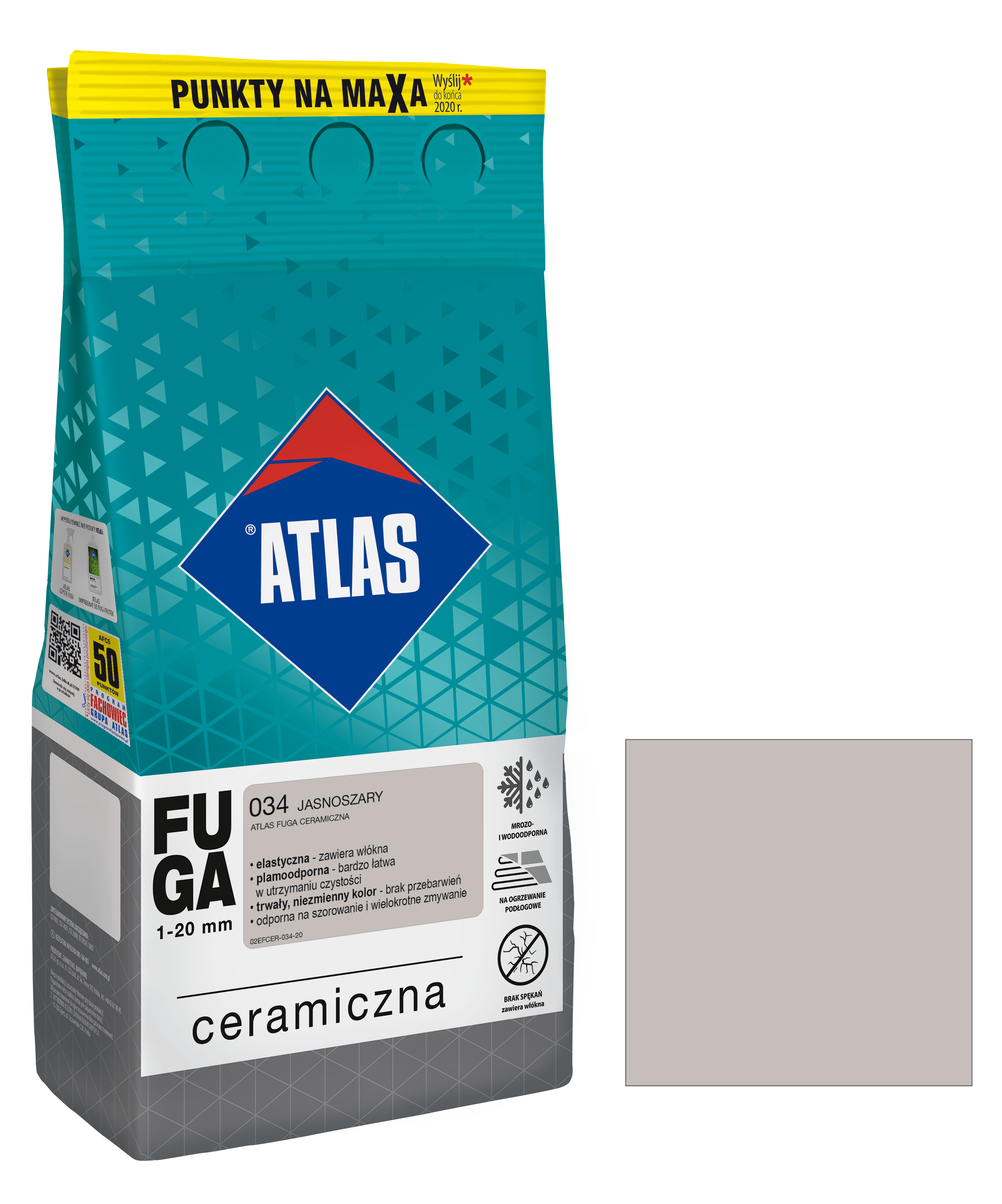 Fuga ceramiczna 034 jasnoszary 5 kg Atlas