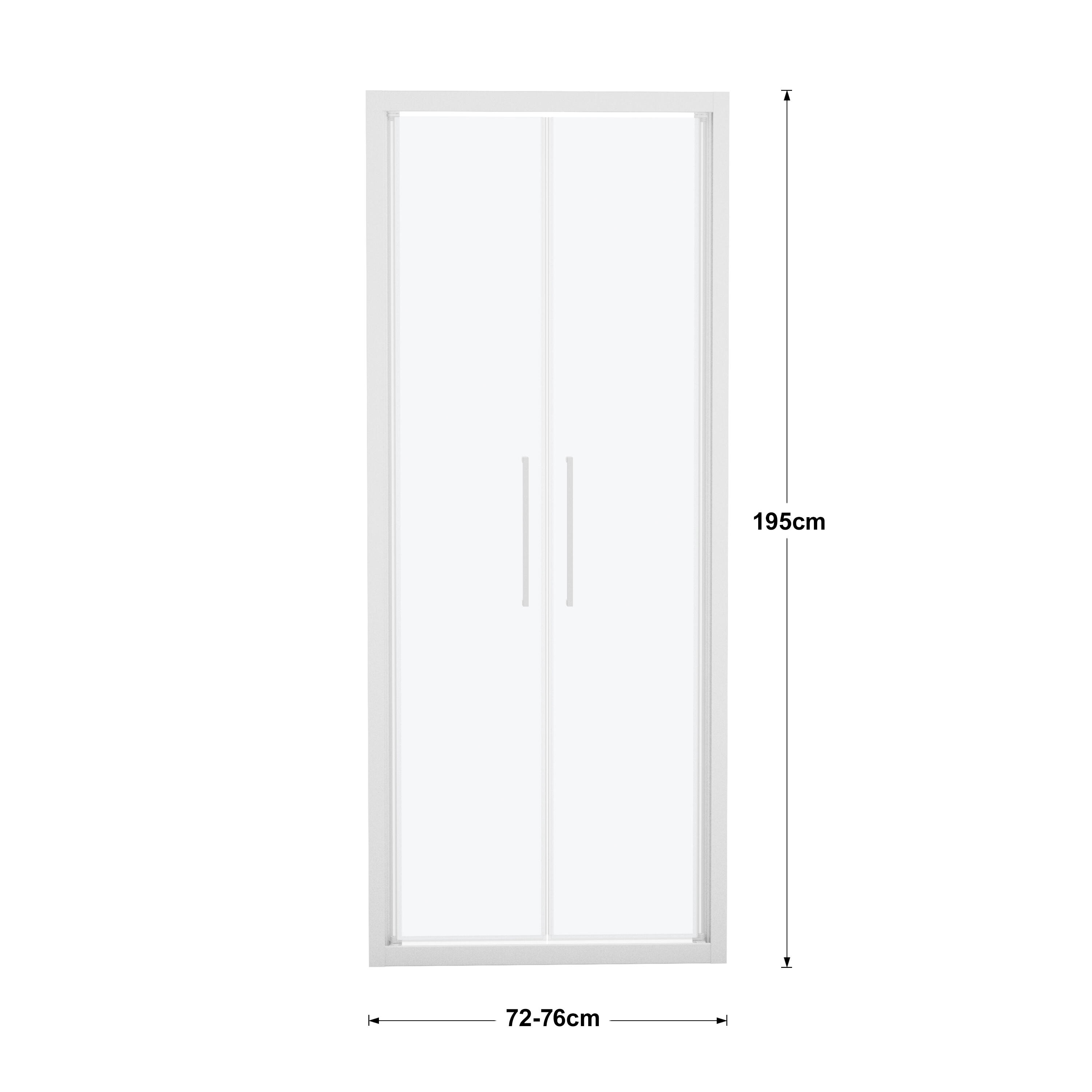 Porta doccia saloon L 72-76 cm x H 195 cm per nicchia in vetro smerigliato SP. 6 mm, profilo opaco bianco, serie Record - 4