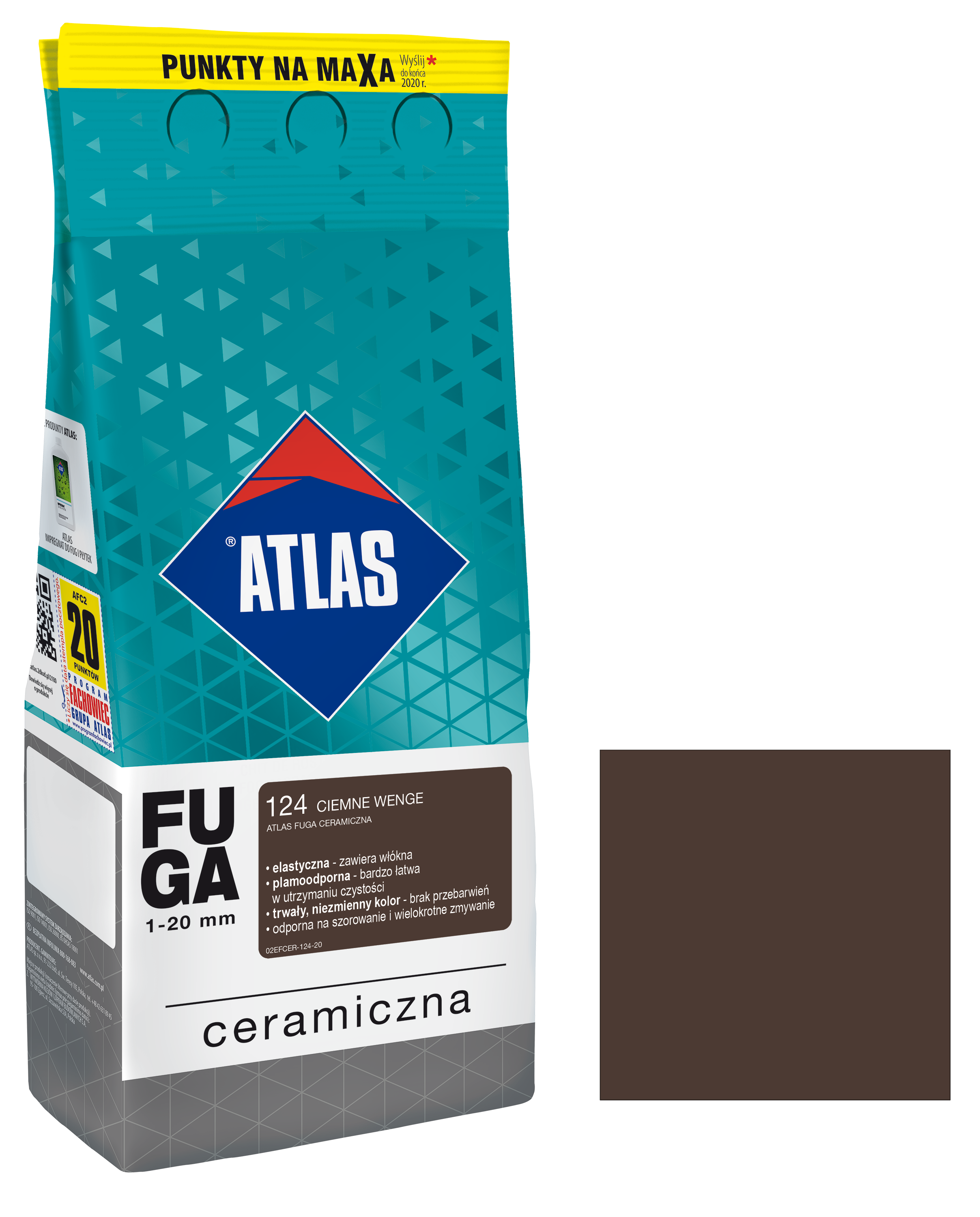 Fuga ceramiczna 124 ciemne wenge 2 kg Atlas