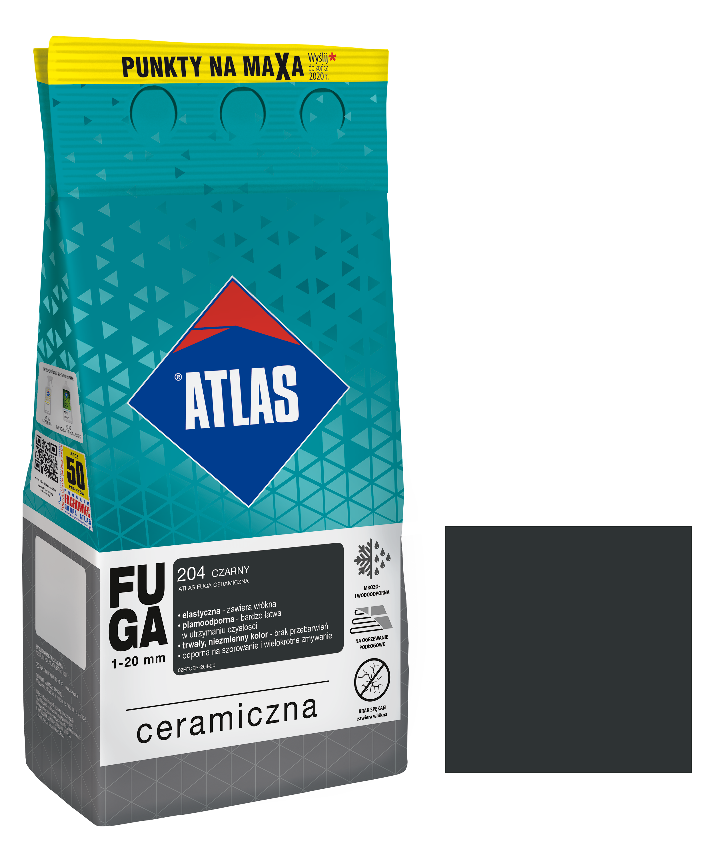 Fuga ceramiczna 204 czarny 5 kg Atlas
