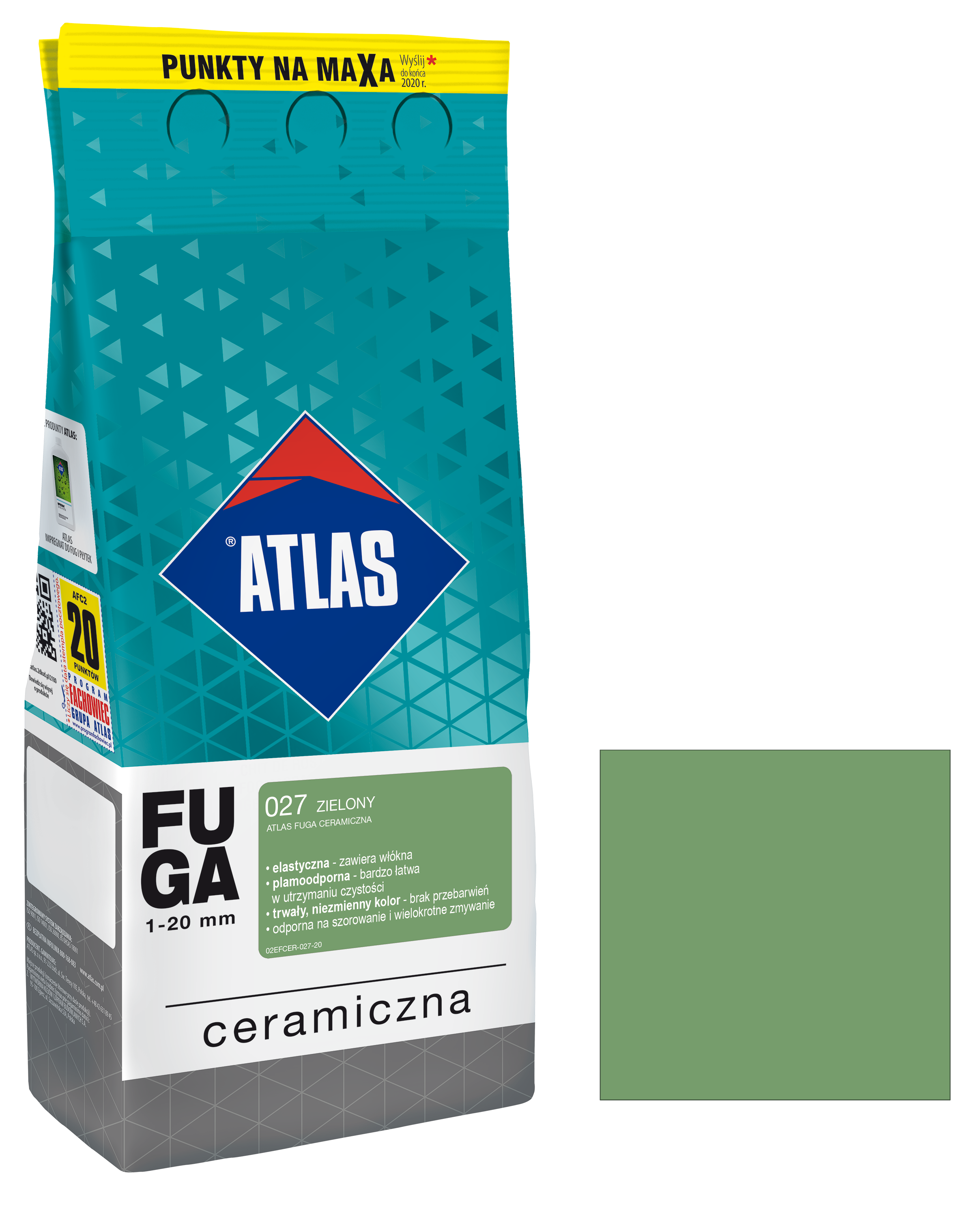 Fuga ceramiczna 027 zielony 2 kg Atlas