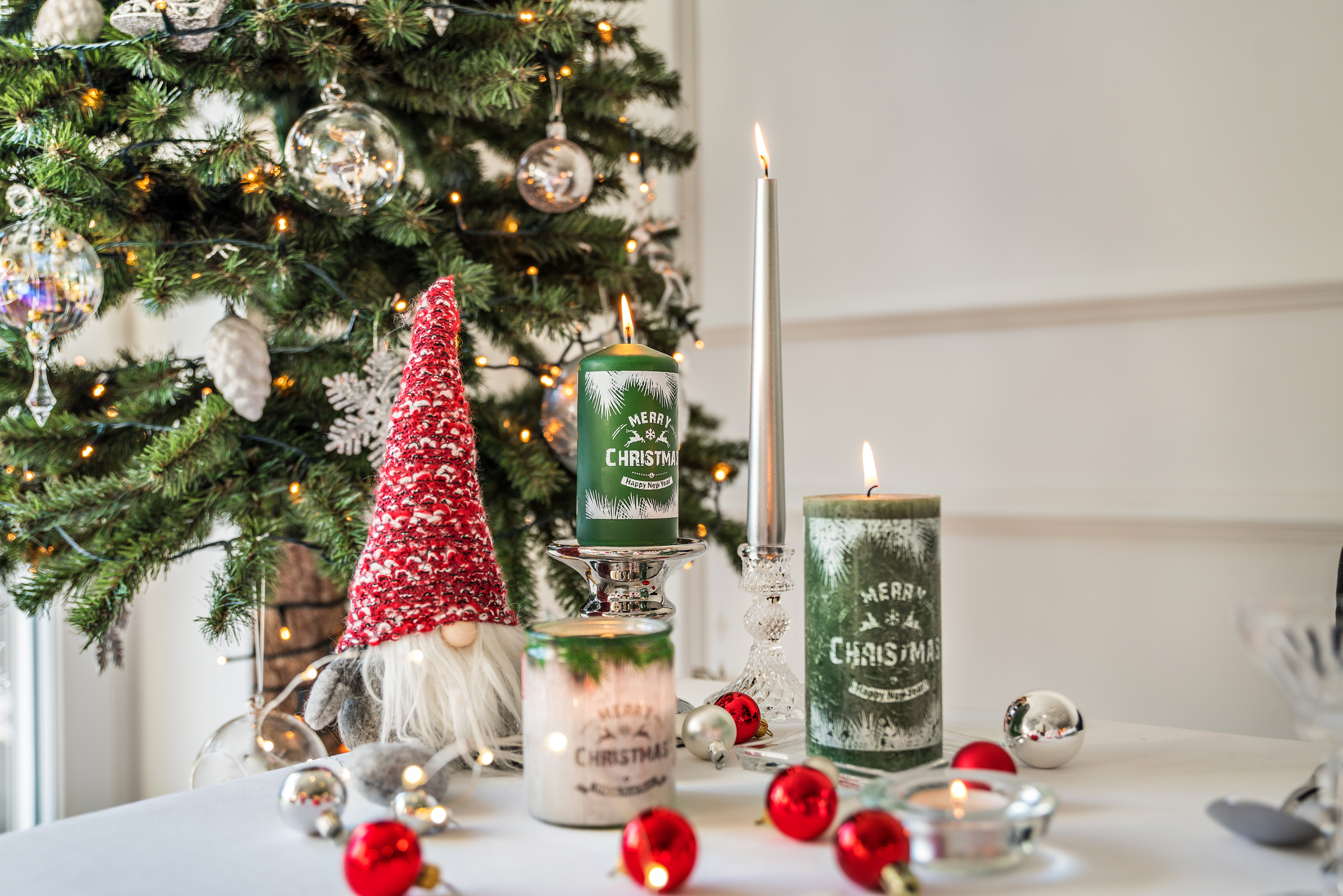 Świeca szpica srebrna Bolsius - 2