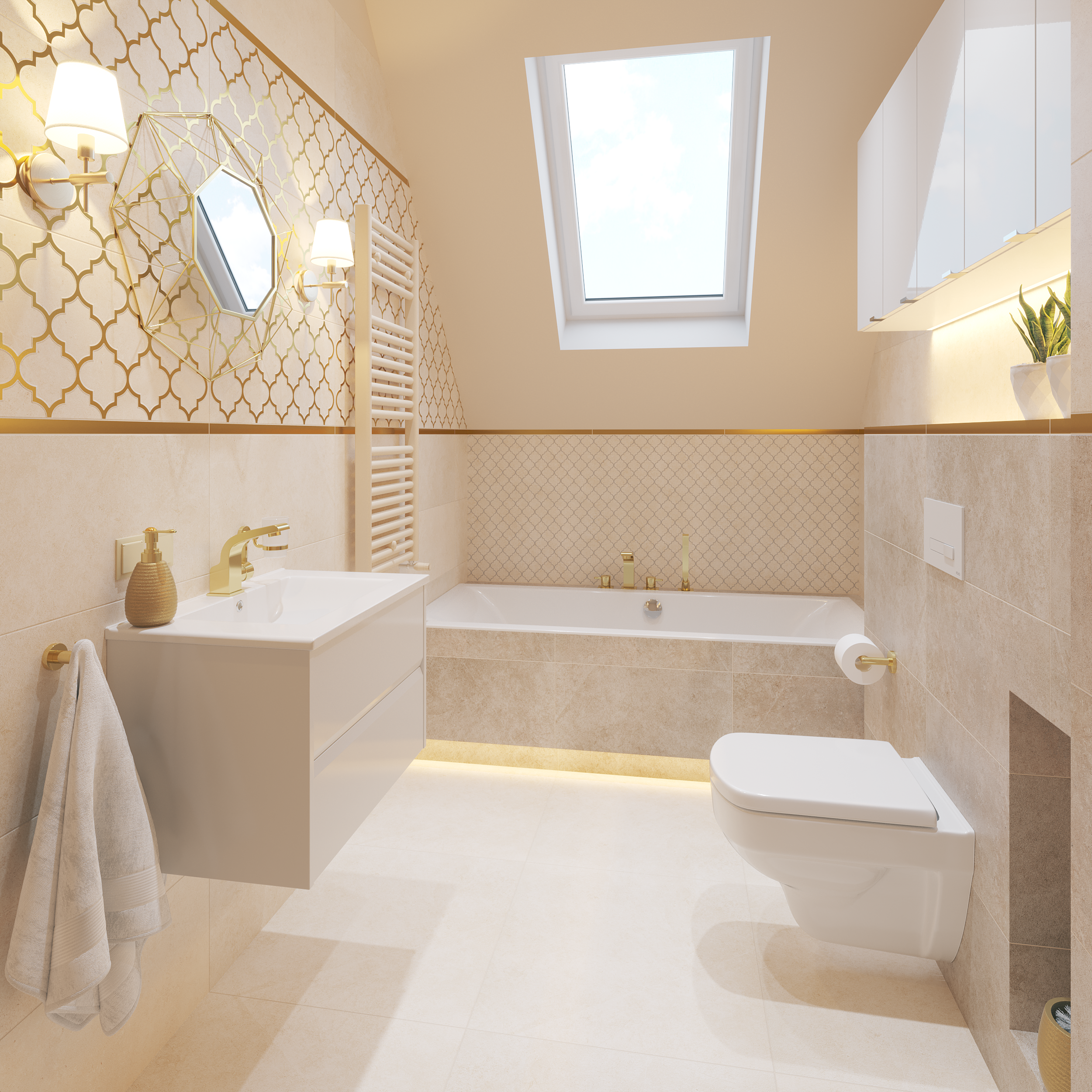 Uchwyt na papier toaletowy ścienny złoty Modern Project Omnires - 6