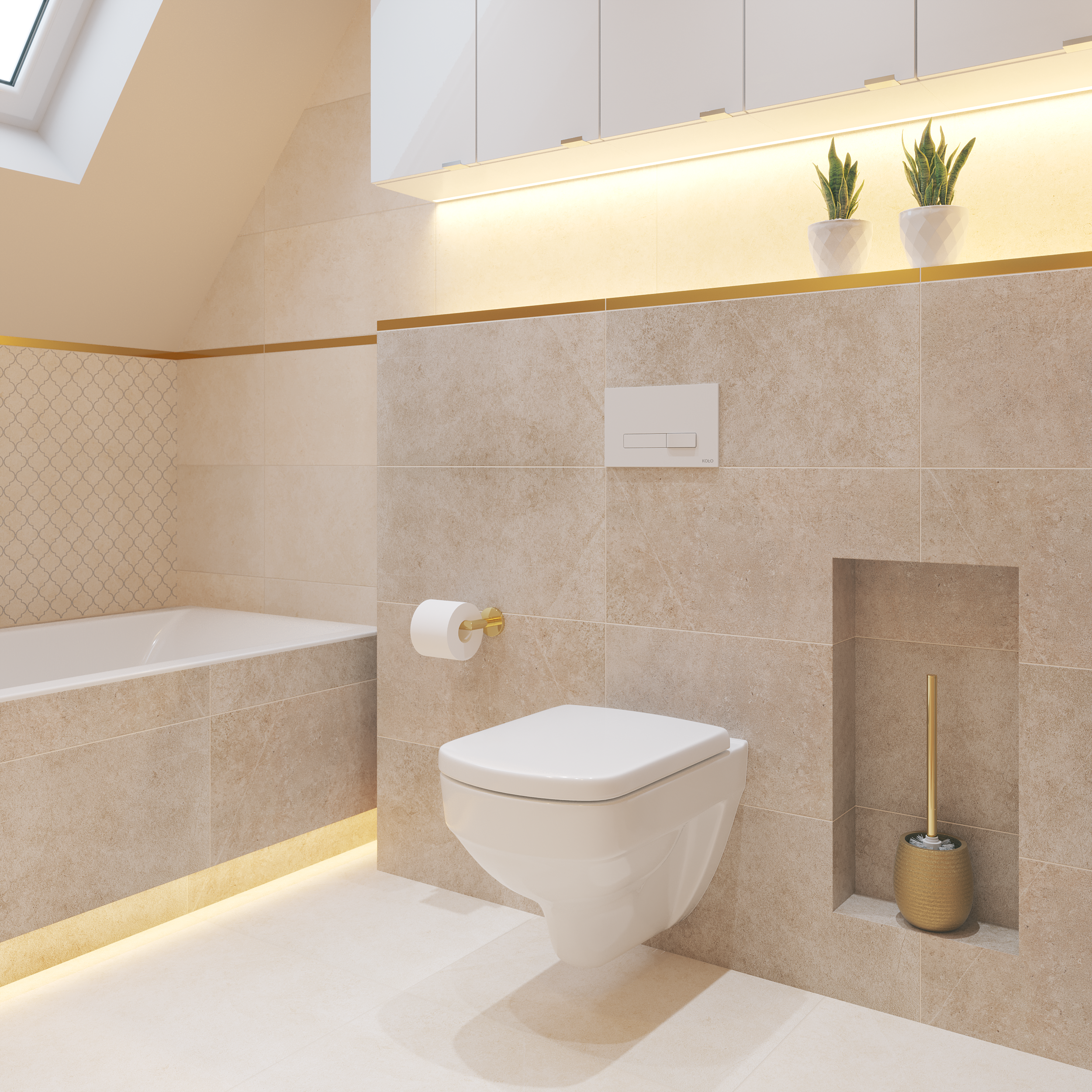 Uchwyt na papier toaletowy ścienny złoty Modern Project Omnires - 5