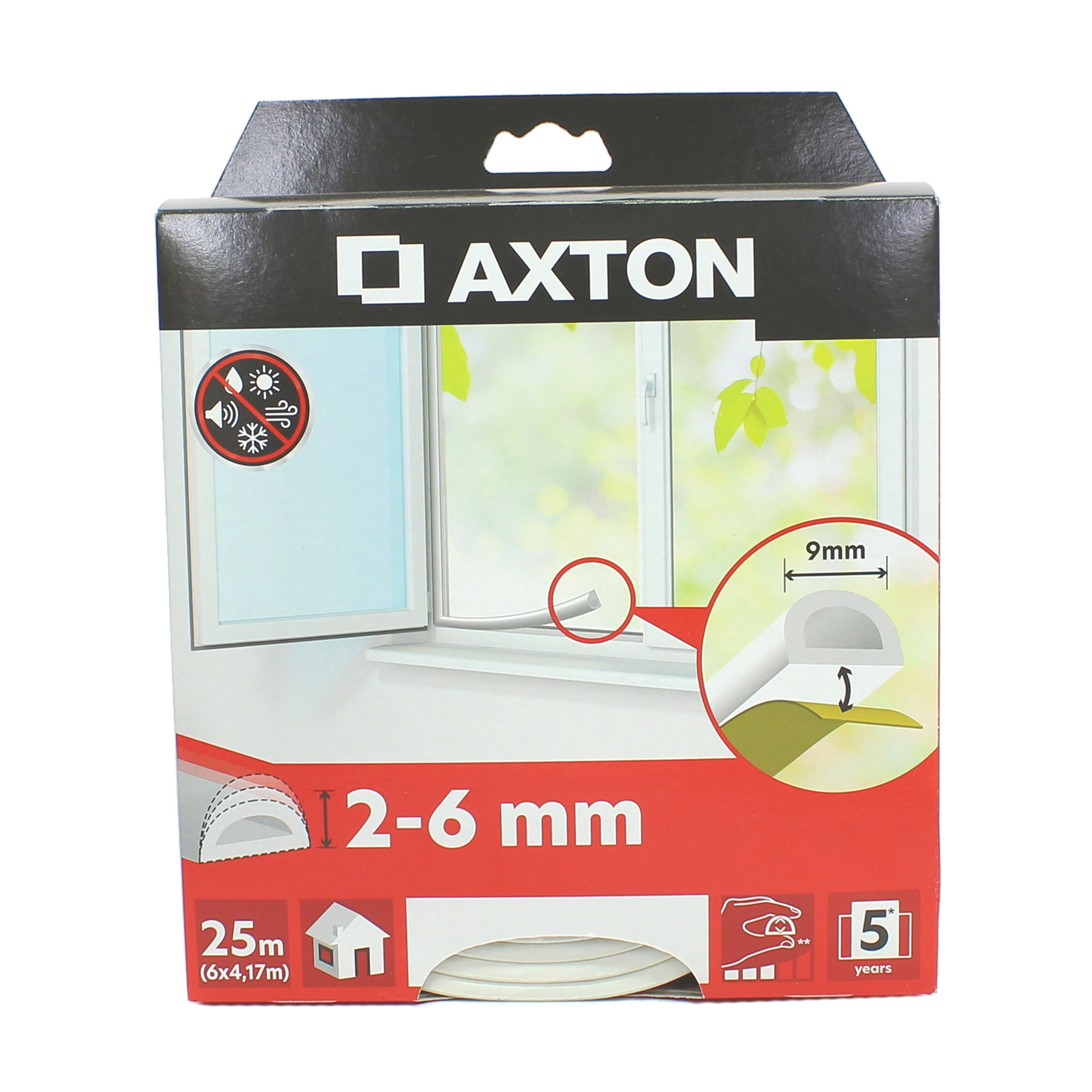 Uszczelka izolacyjna samoprzylepna Prtofil D 2-6 mm / 25 m biała AXTON