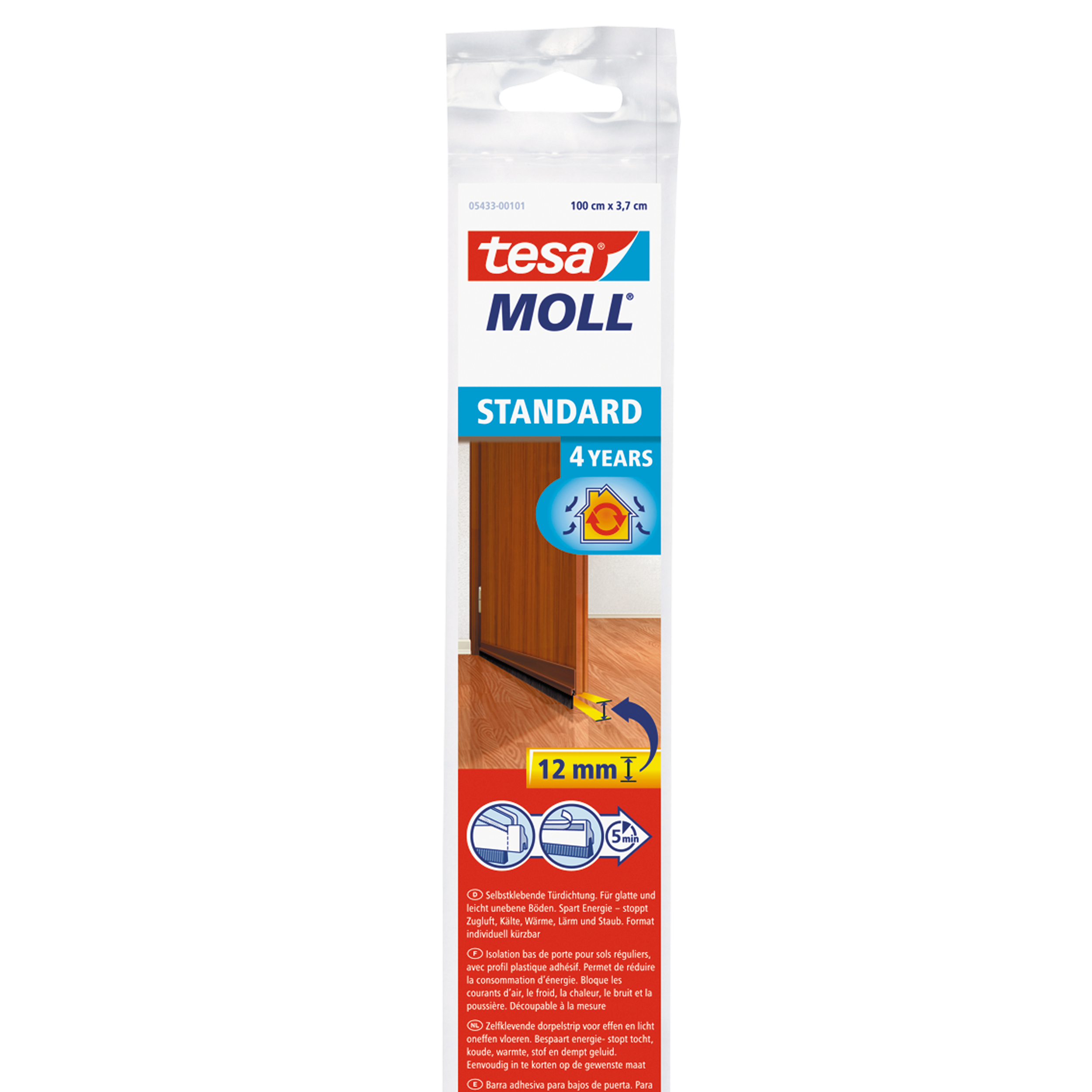 Uszczelka szczotkowa pod drzwi MOLL STANDARD 1 m brązowa TESA