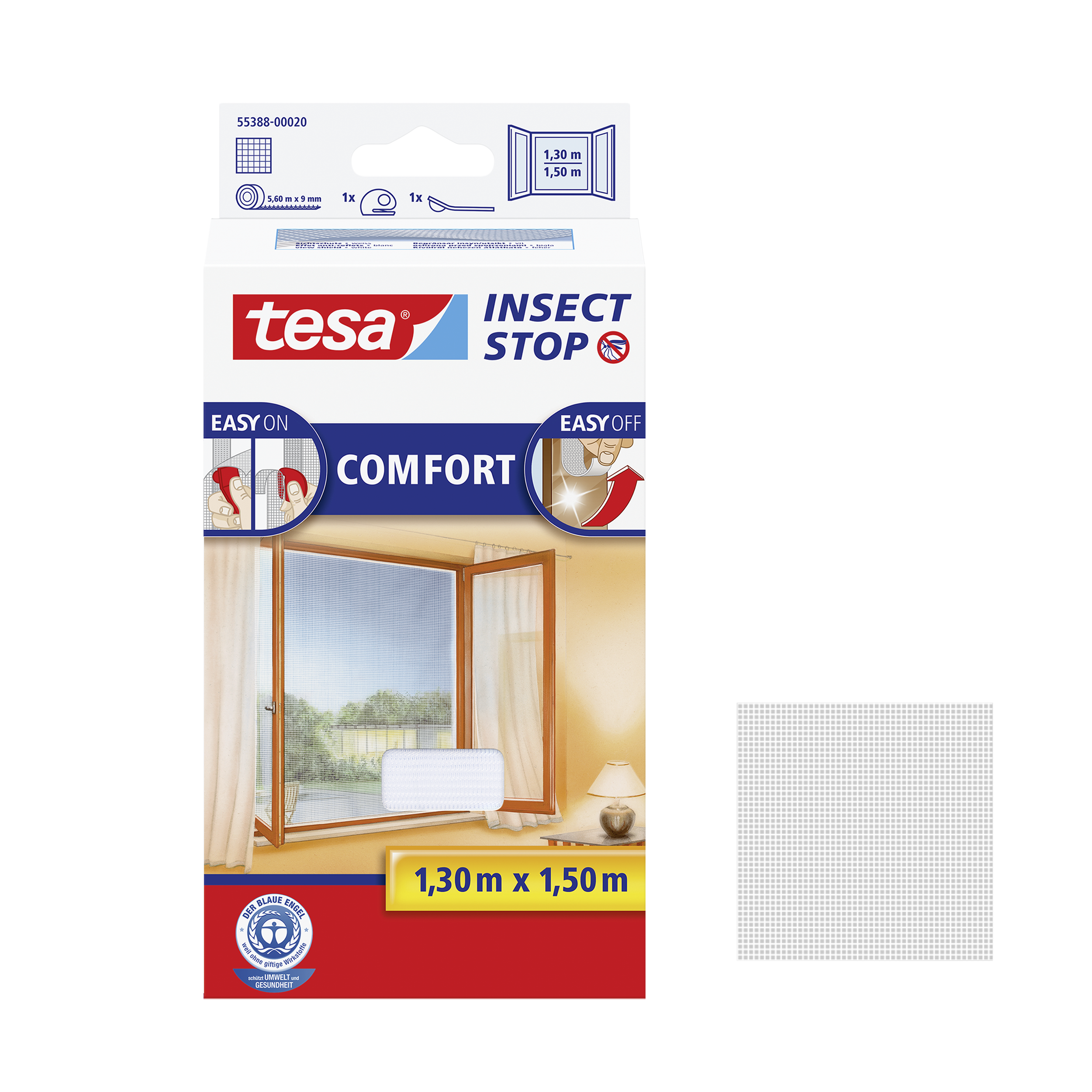 Moskitiera na okno Comfort 130 x 150 cm Biała Tesa