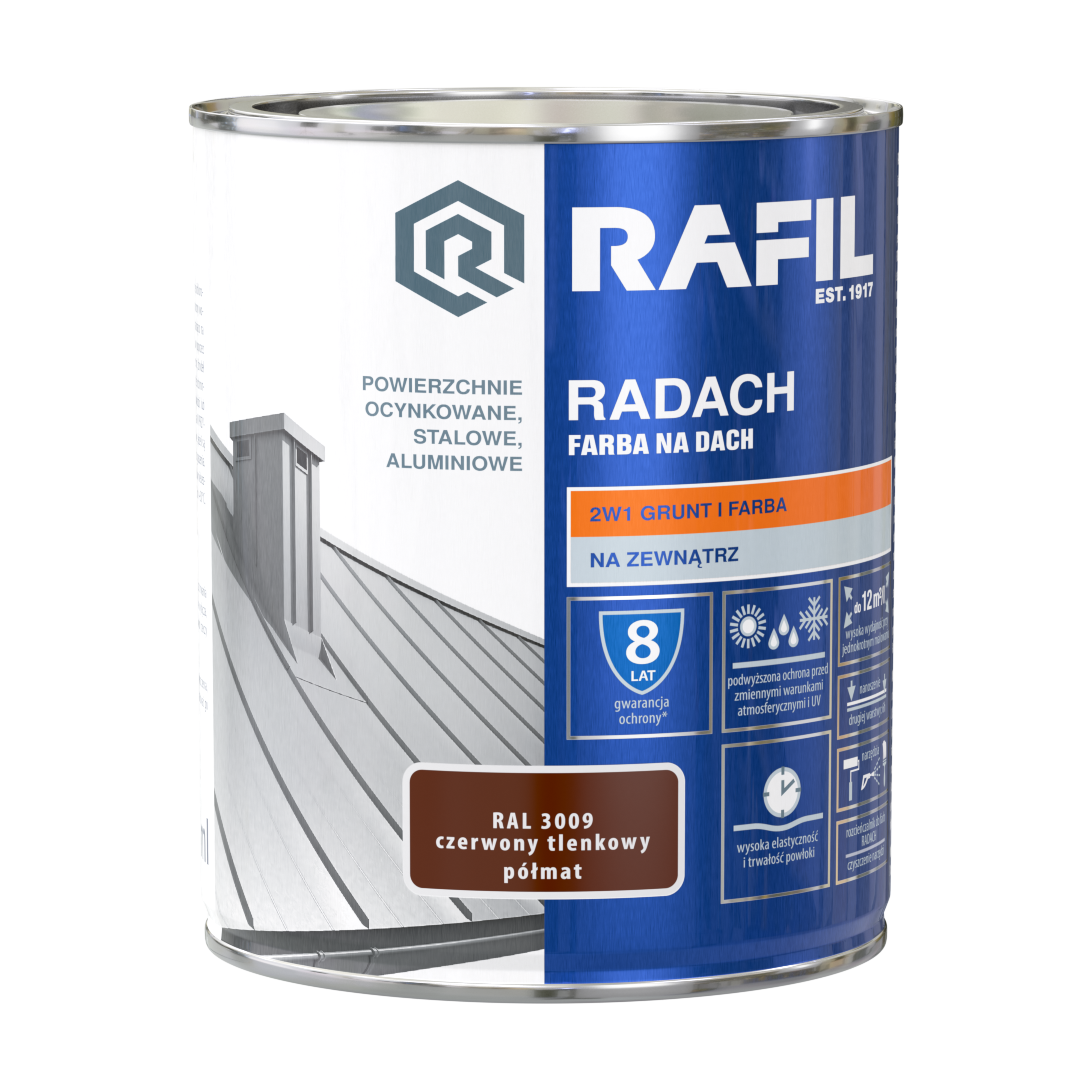 Farba na dach RADACH 0.75 l RAL-3009 Czerwony tlenkowy RAFIL