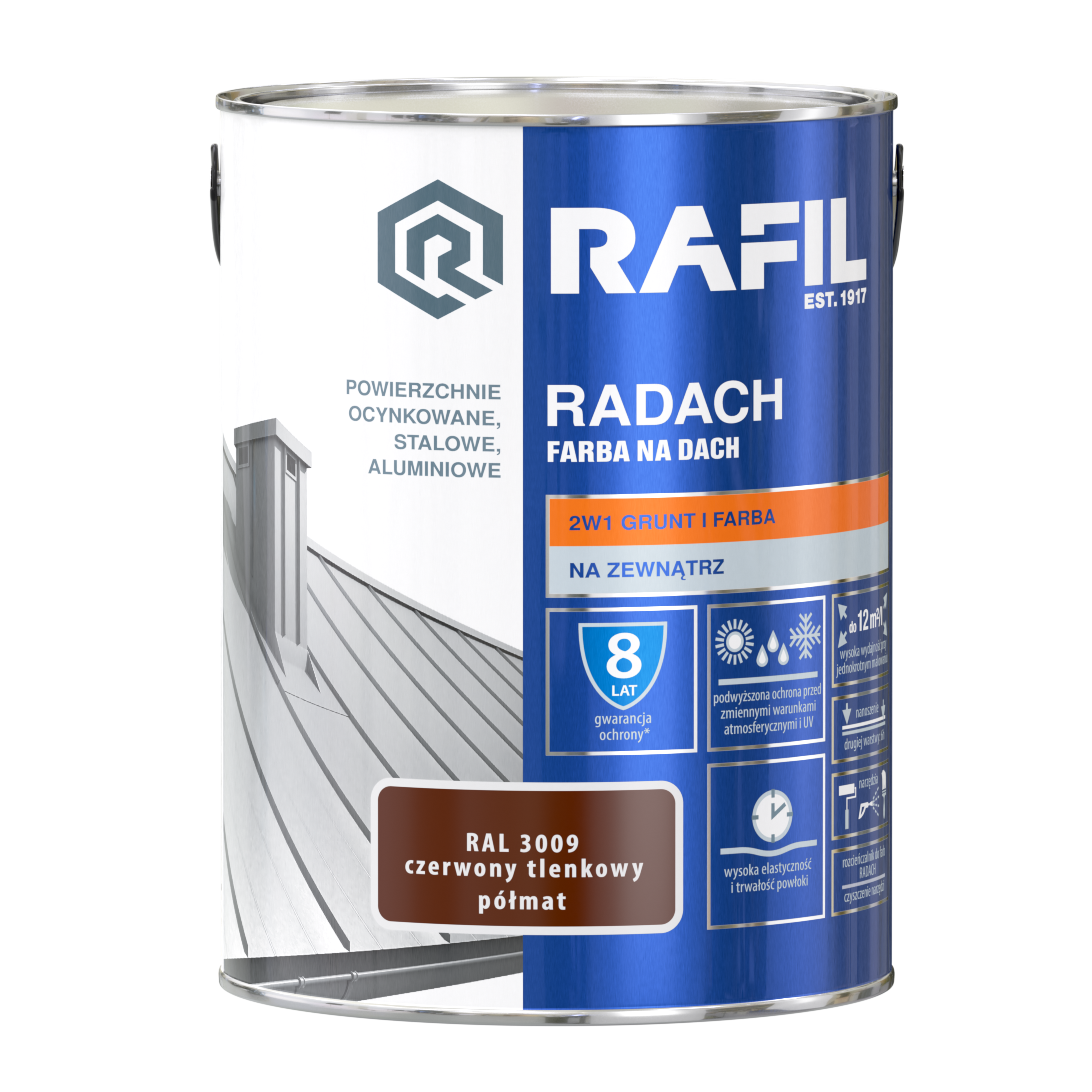 Farba na dach RADACH 5 l RAL-3009 Czerwony tlenkowy RAFIL