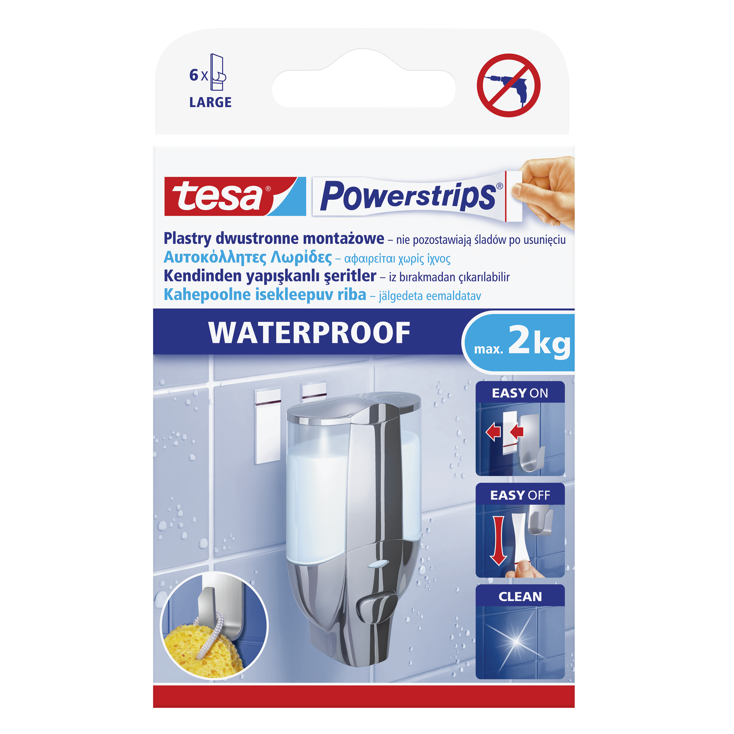 Plastry dwustronne montażowe WATERPROOF 6 szt. max 2 kg TESA