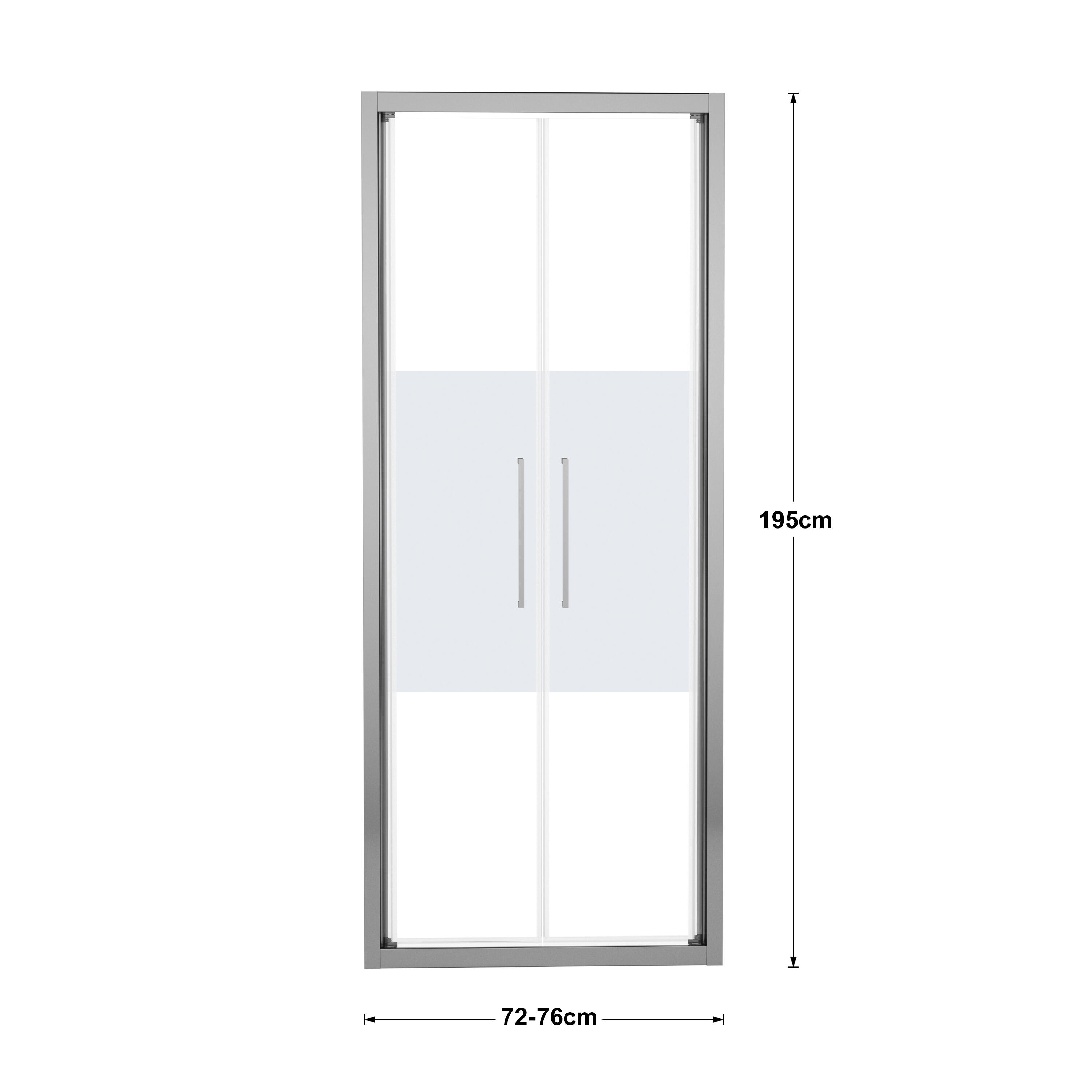 Porta doccia saloon L 72-76 cm x H 195 cm per nicchia in vetro smerigliato SP. 6 mm, profilo lucido cromo, serie Record - 3