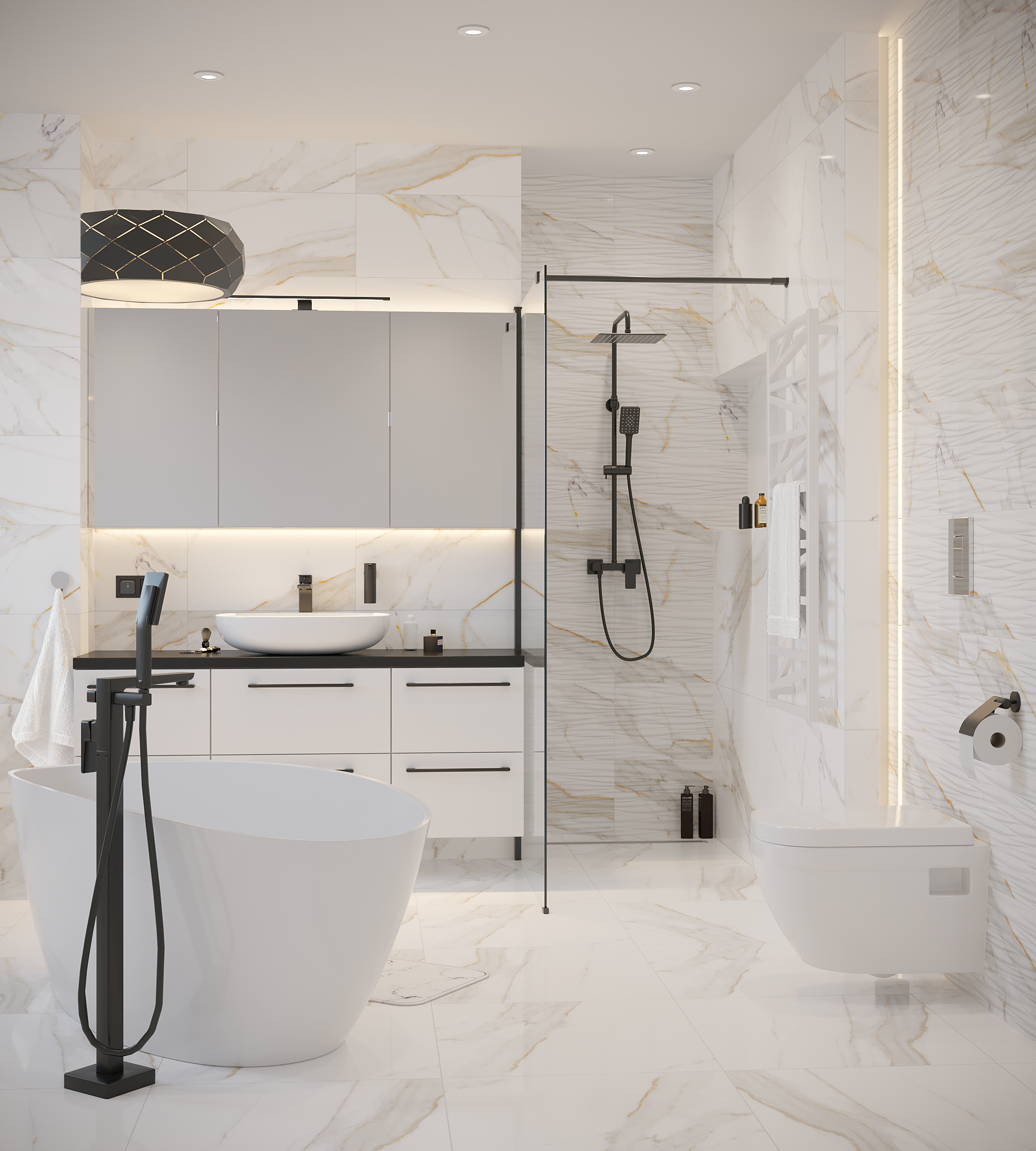 Struttura semi colonna da bagno Remix bianco lucido L 45 x H 58 x P 14 cm - 2