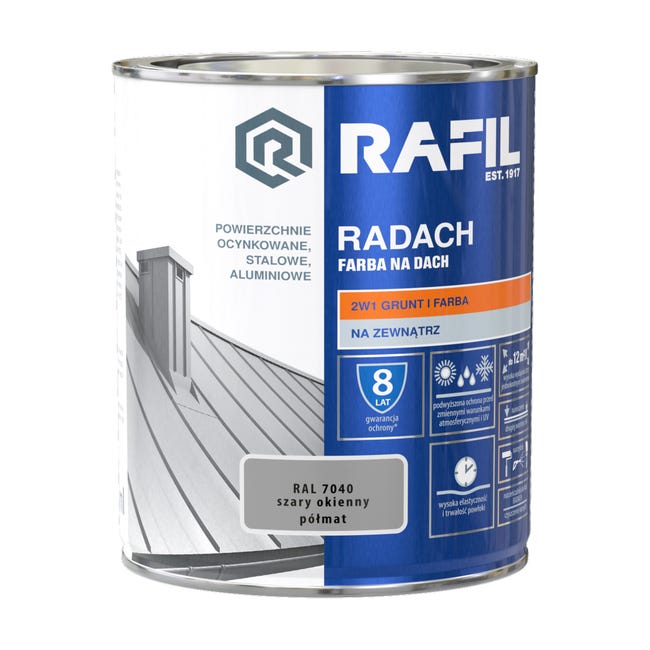 Farba na dach radach 0 75 l ral 7040 szary okienny rafil 82659488