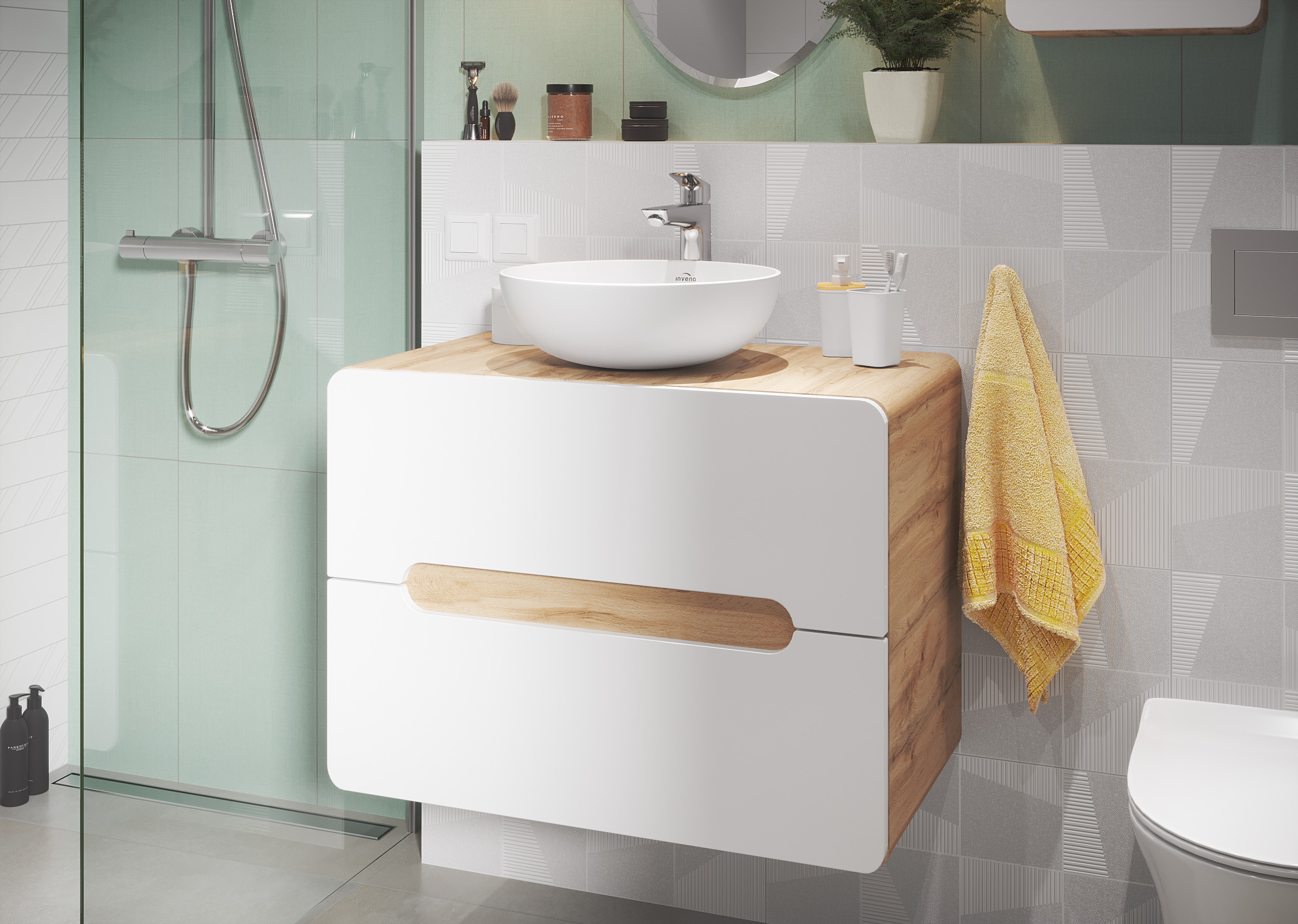 Umywalka ceramiczna nablatowa Dokos 40 Invena - 4