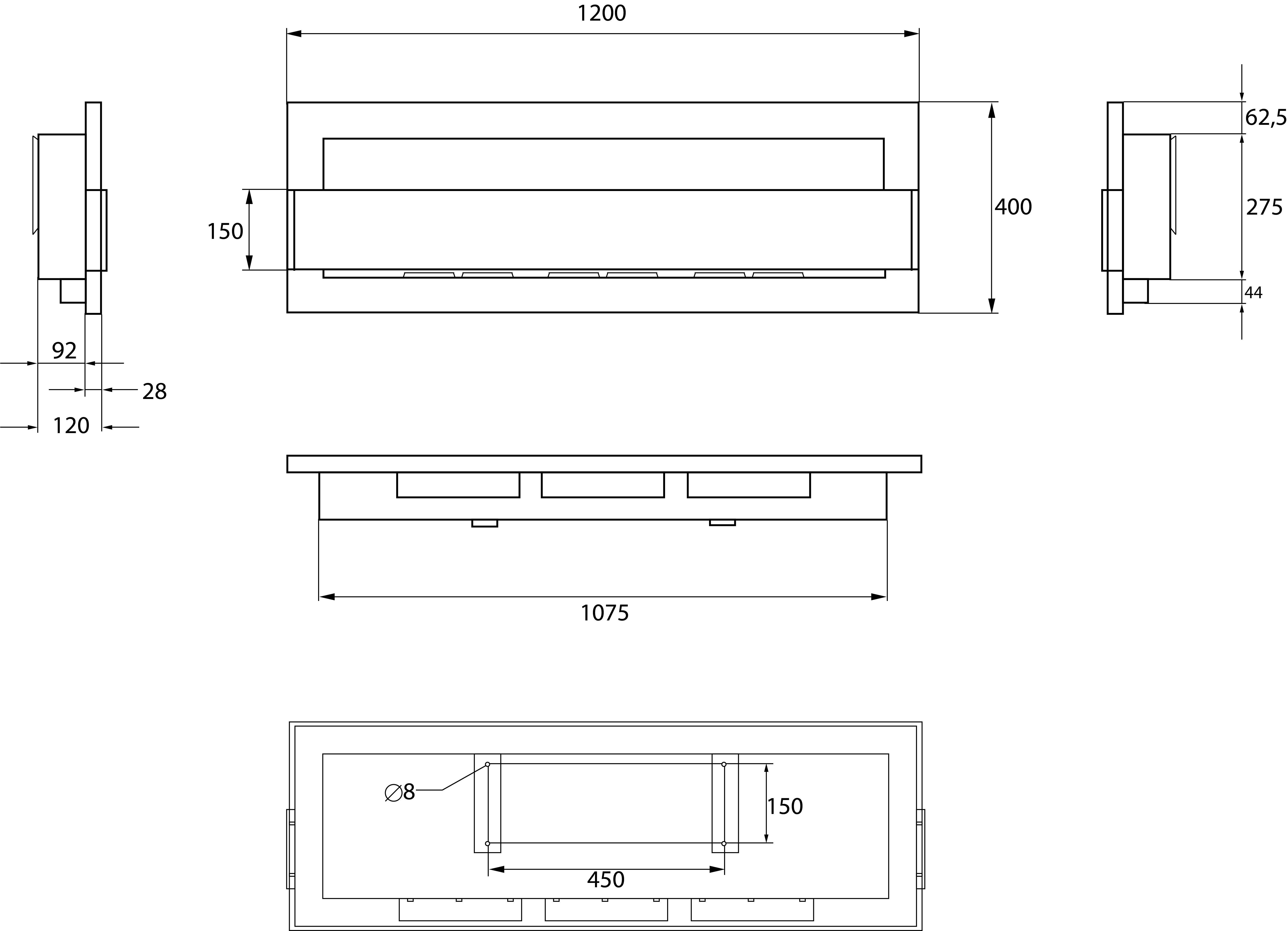 Biokominek wiszący Czarny szyba - 3