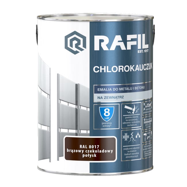 Emalia Do Metalu I Betonu CHLOROKAUCZUK 5 L Br zowy Czekoladowy RAL emalia-do-metalu-i-betonu-chlorokauczuk-5-l-br-zowy-czekoladowy-ral