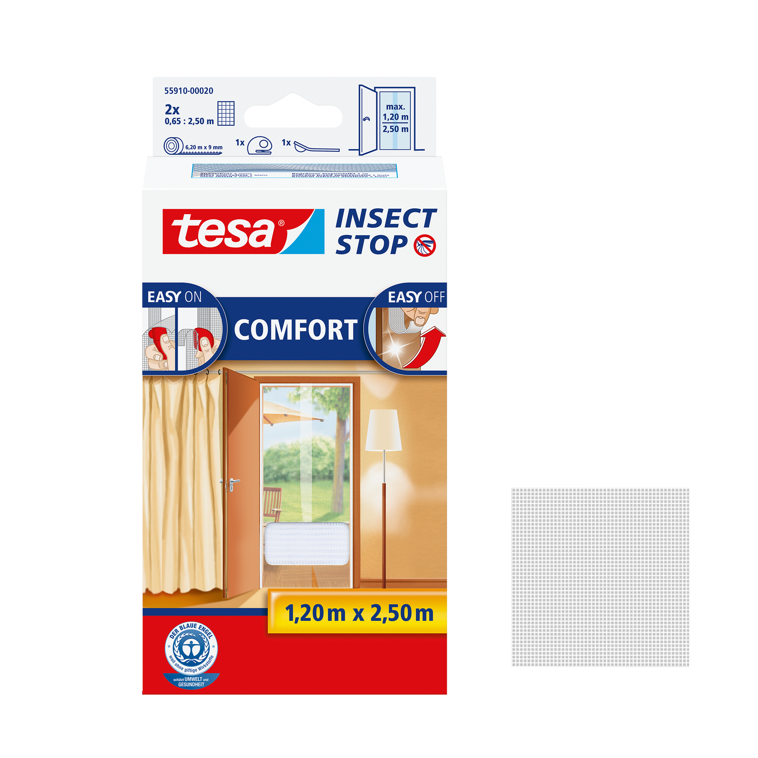 Moskitiera na drzwi Comfort 120 x 250 cm Biała Tesa