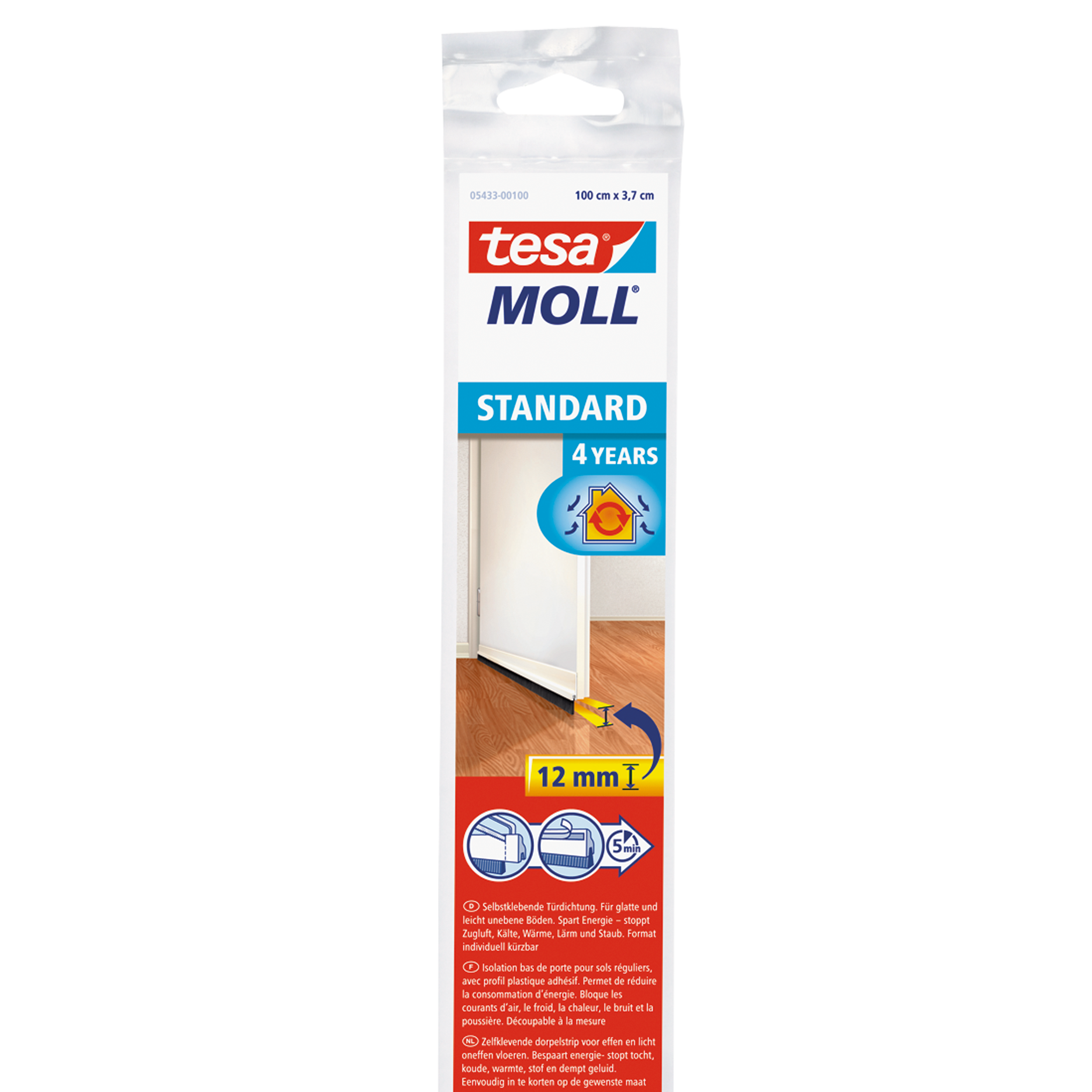 Uszczelka szczotkowa pod drzwi MOLL STANDARD 1 m biała TESA