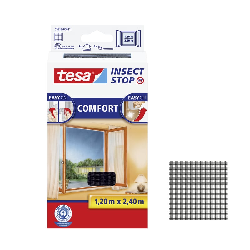 Moskitiera na okno Comfort 120 x 240 cm Czarna Tesa