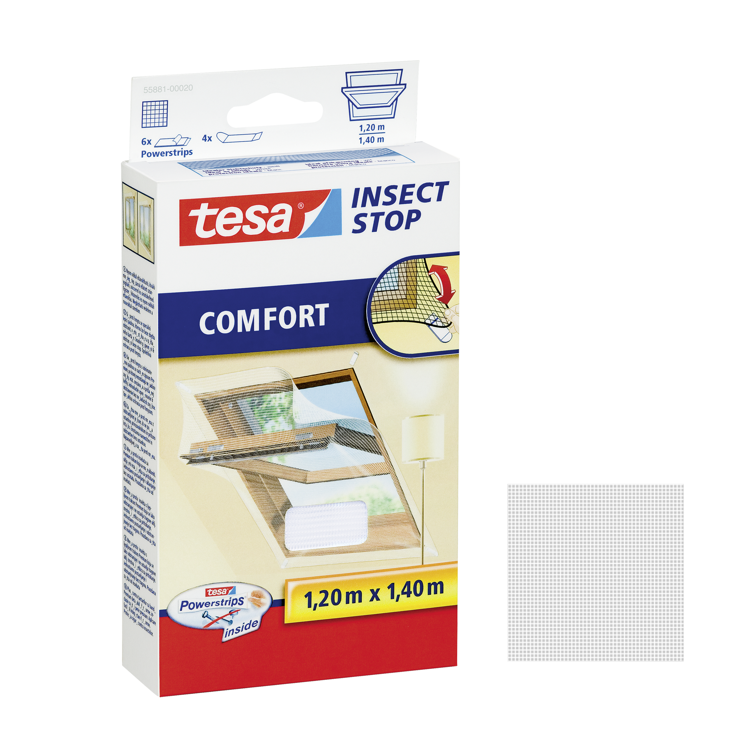 Moskitiera na okno dachowe Comfort 120 x 140 cm Biała Tesa