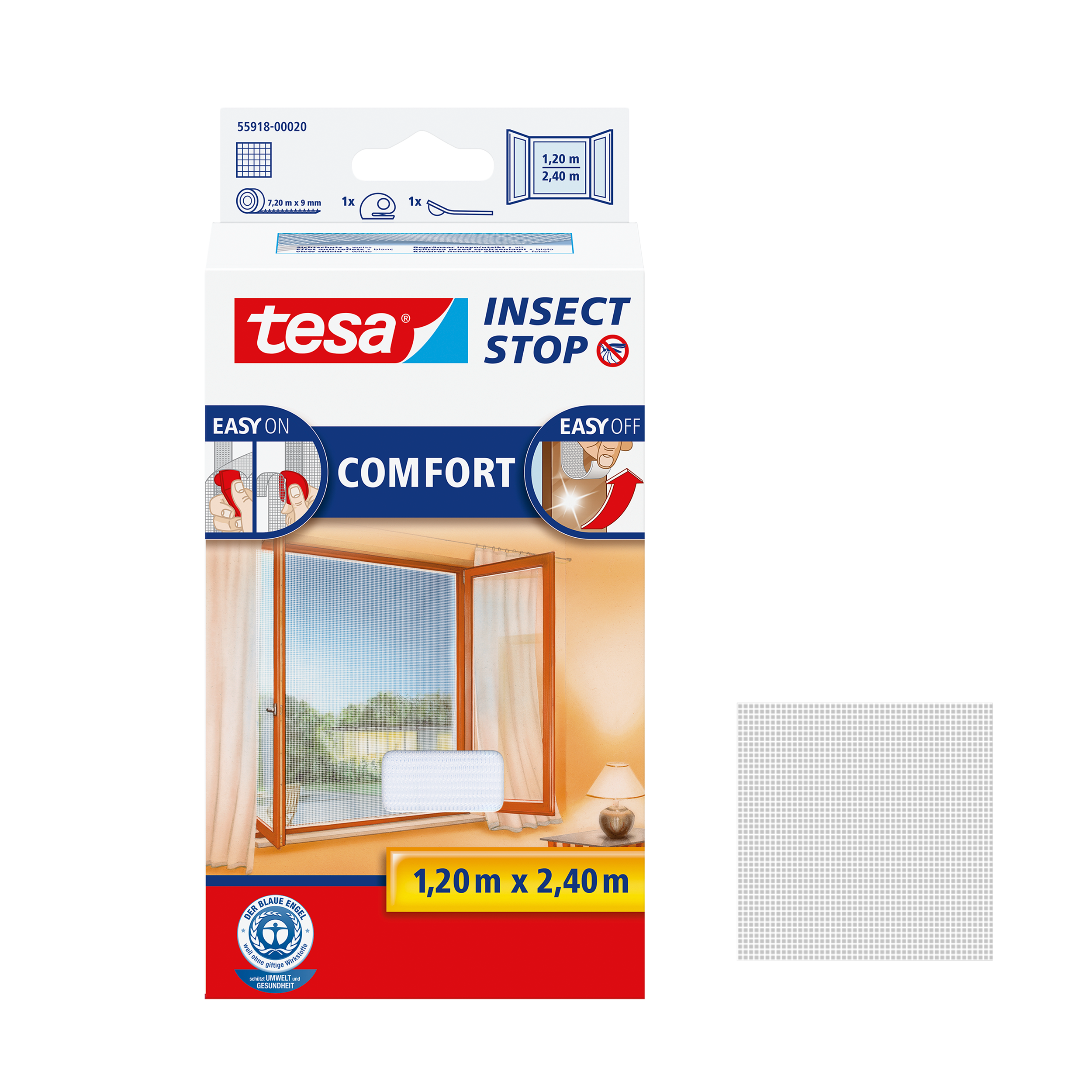Moskitiera na okno Comfort 120 x 240 cm Biała Tesa