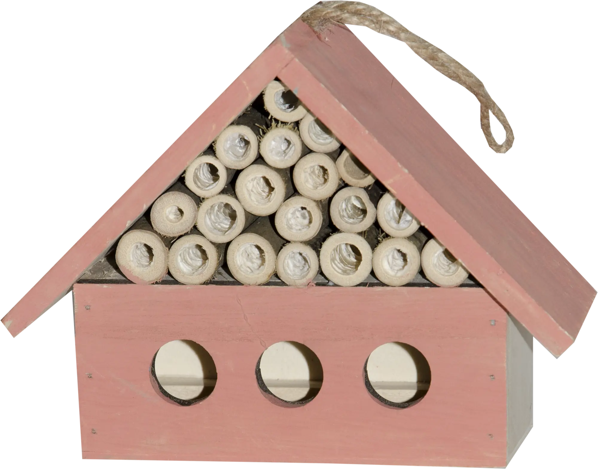 Domek dla pożytecznych owadów 17x6x13 cm drewniany różowy wiszący - 2