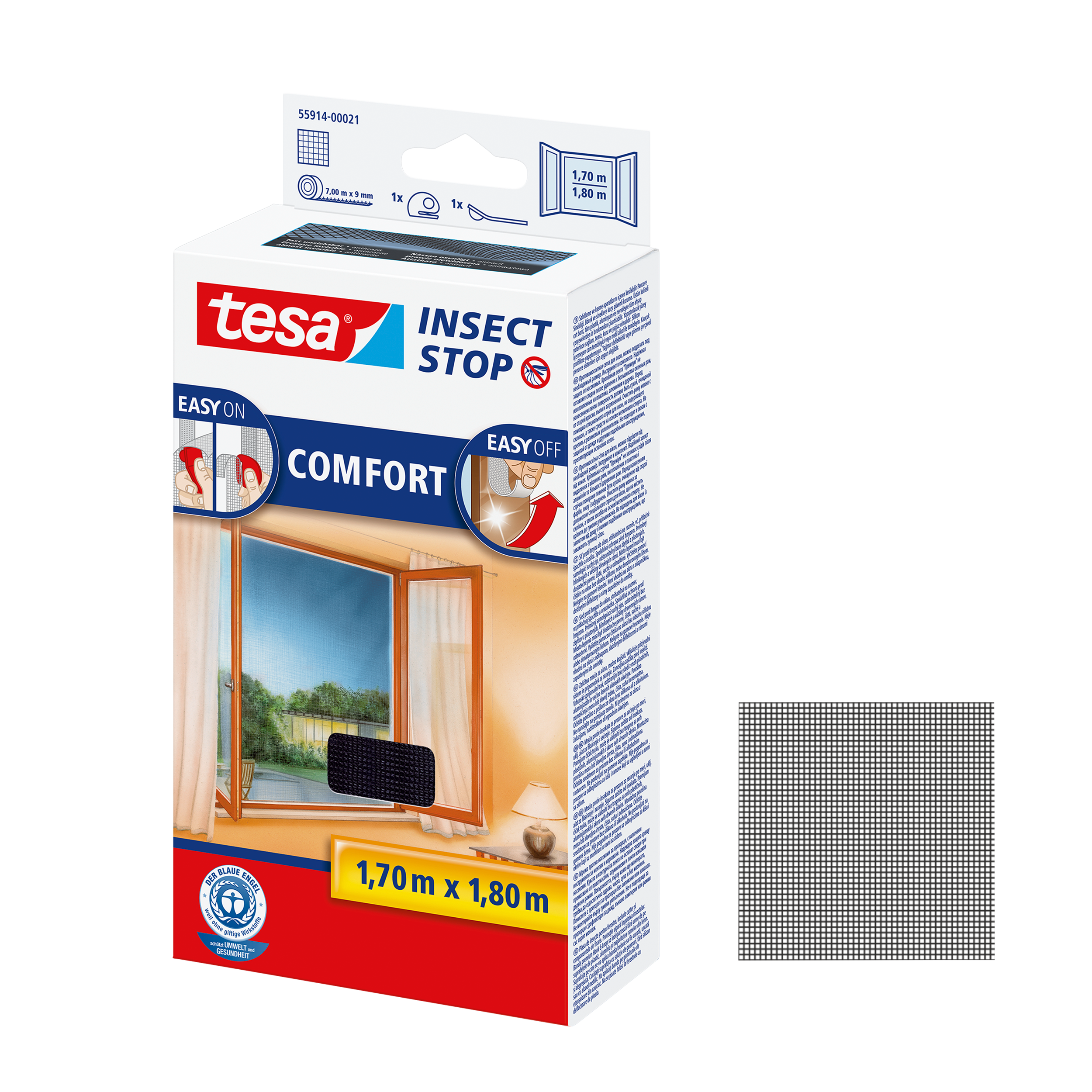 Moskitiera na okno Comfort 170 x 180 cm Czarna Tesa